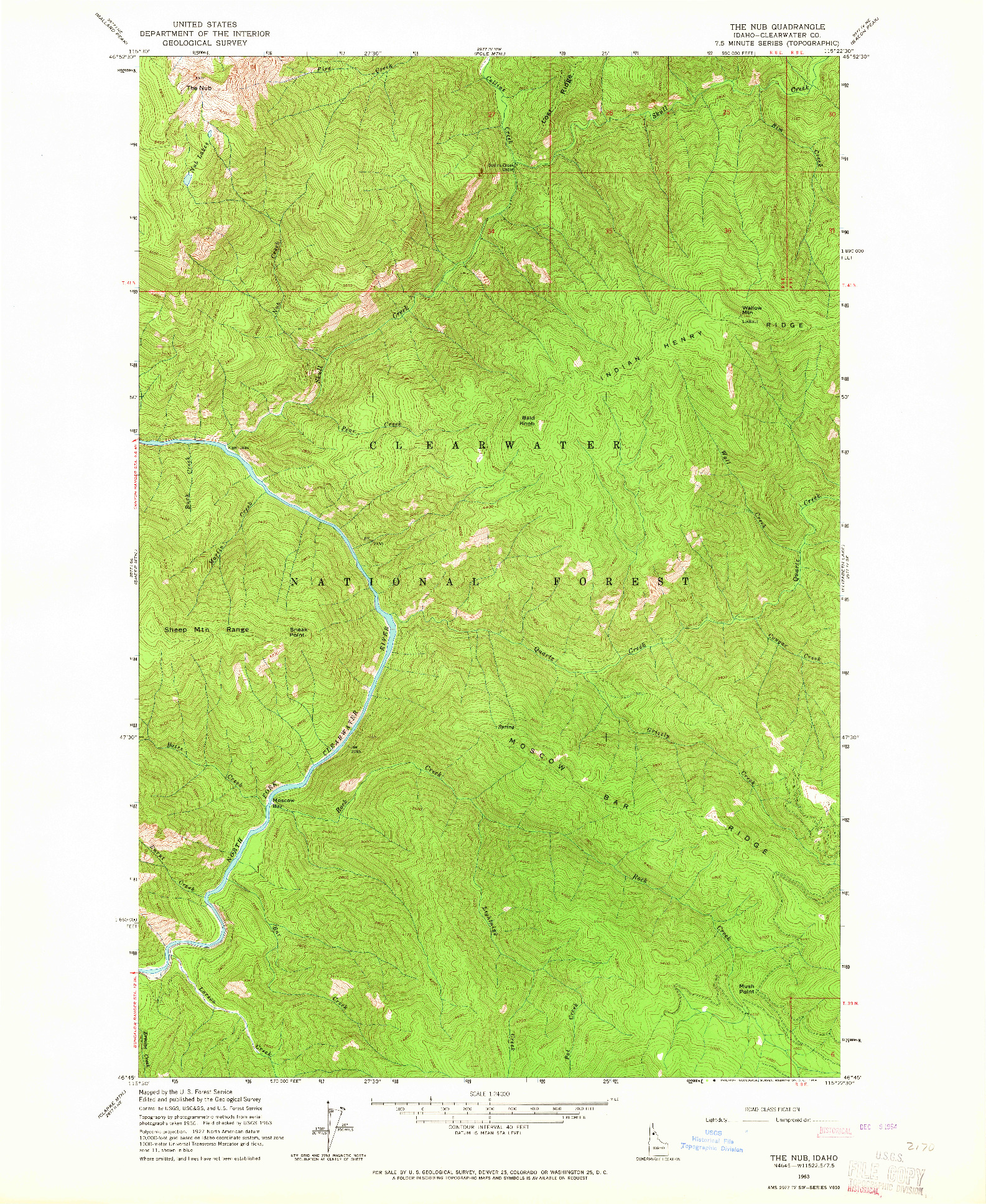 USGS 1:24000-SCALE QUADRANGLE FOR THE NUB, ID 1963