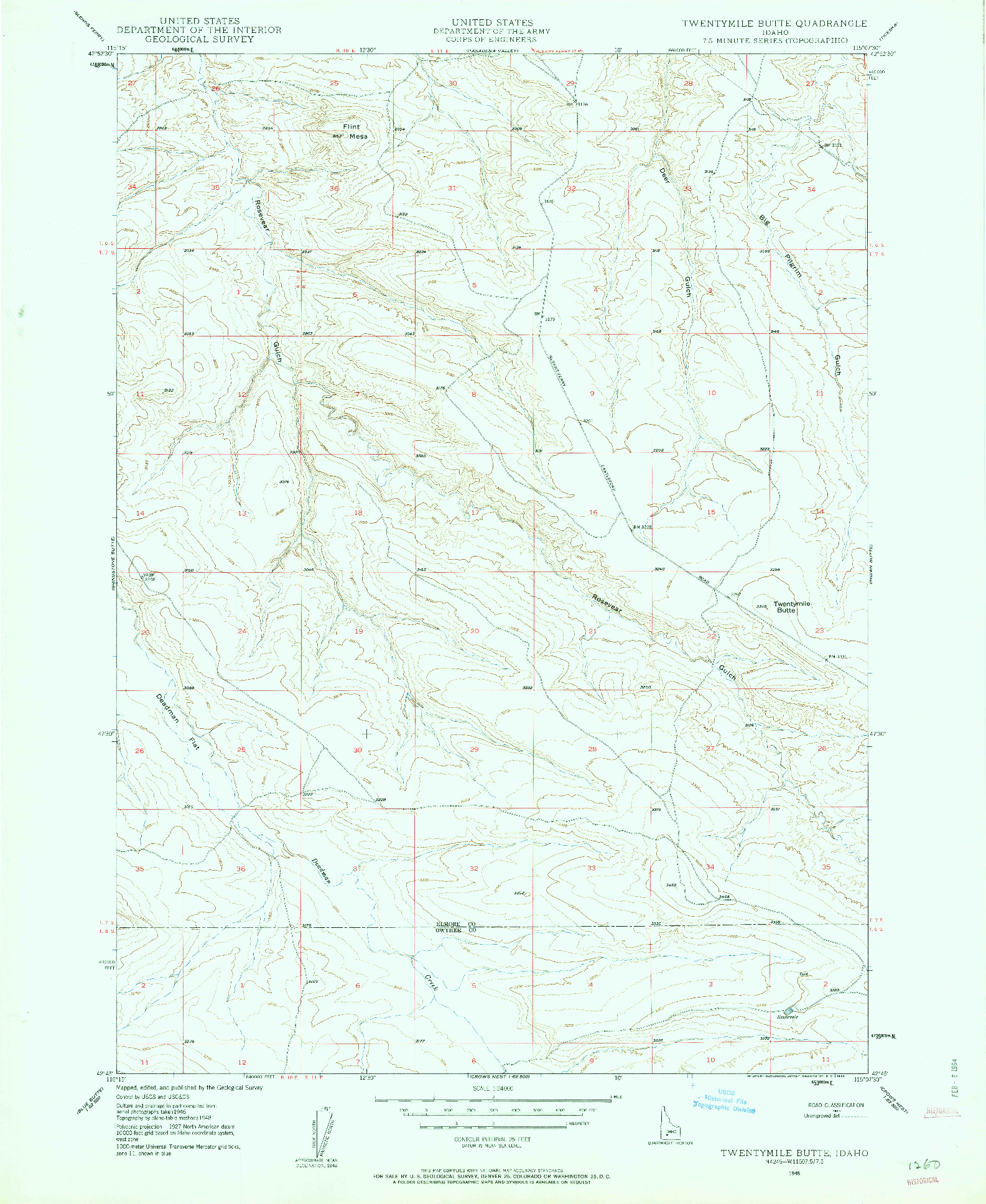 USGS 1:24000-SCALE QUADRANGLE FOR TWENTYMILE BUTTE, ID 1948