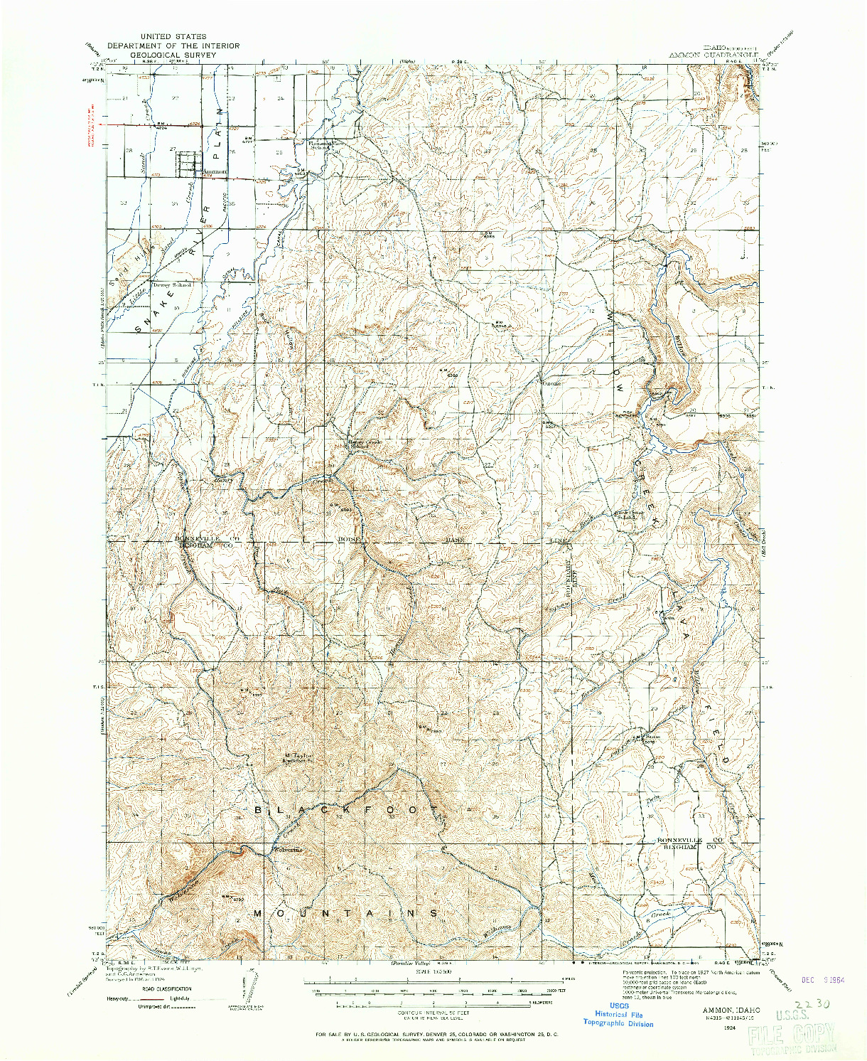 USGS 1:62500-SCALE QUADRANGLE FOR AMMON, ID 1924