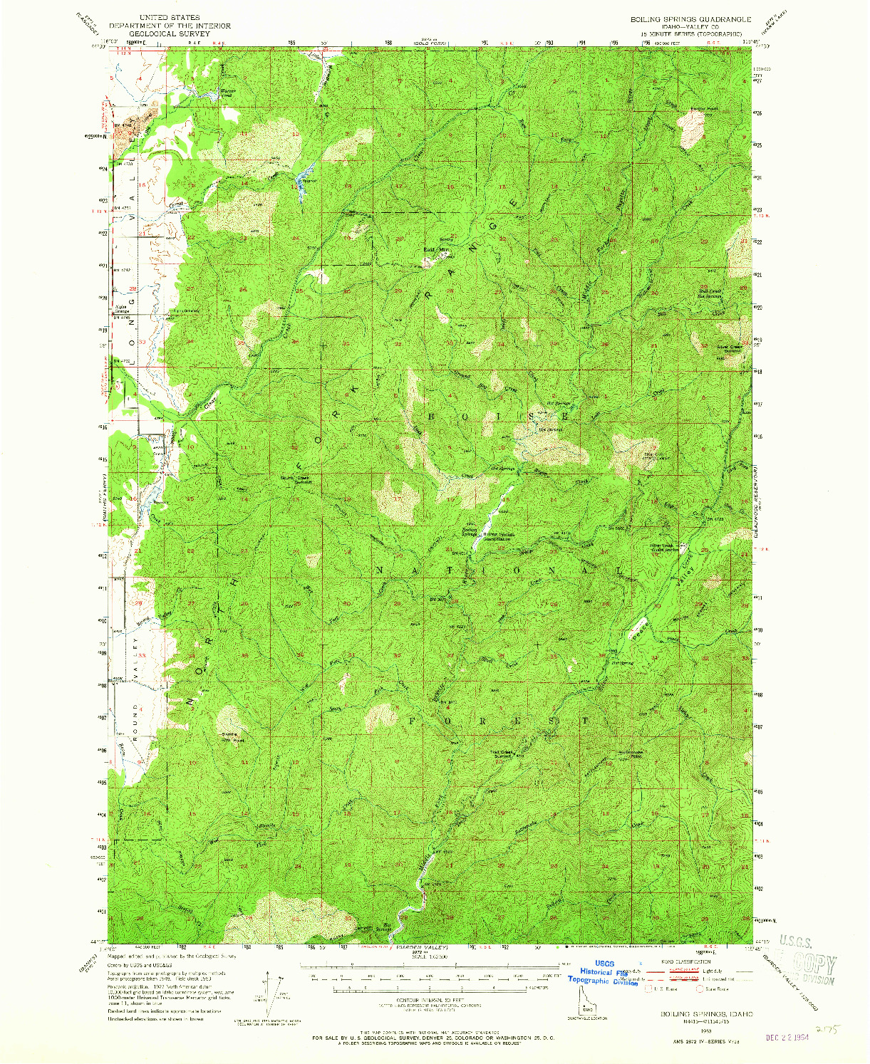 USGS 1:62500-SCALE QUADRANGLE FOR BOILING SPRINGS, ID 1953
