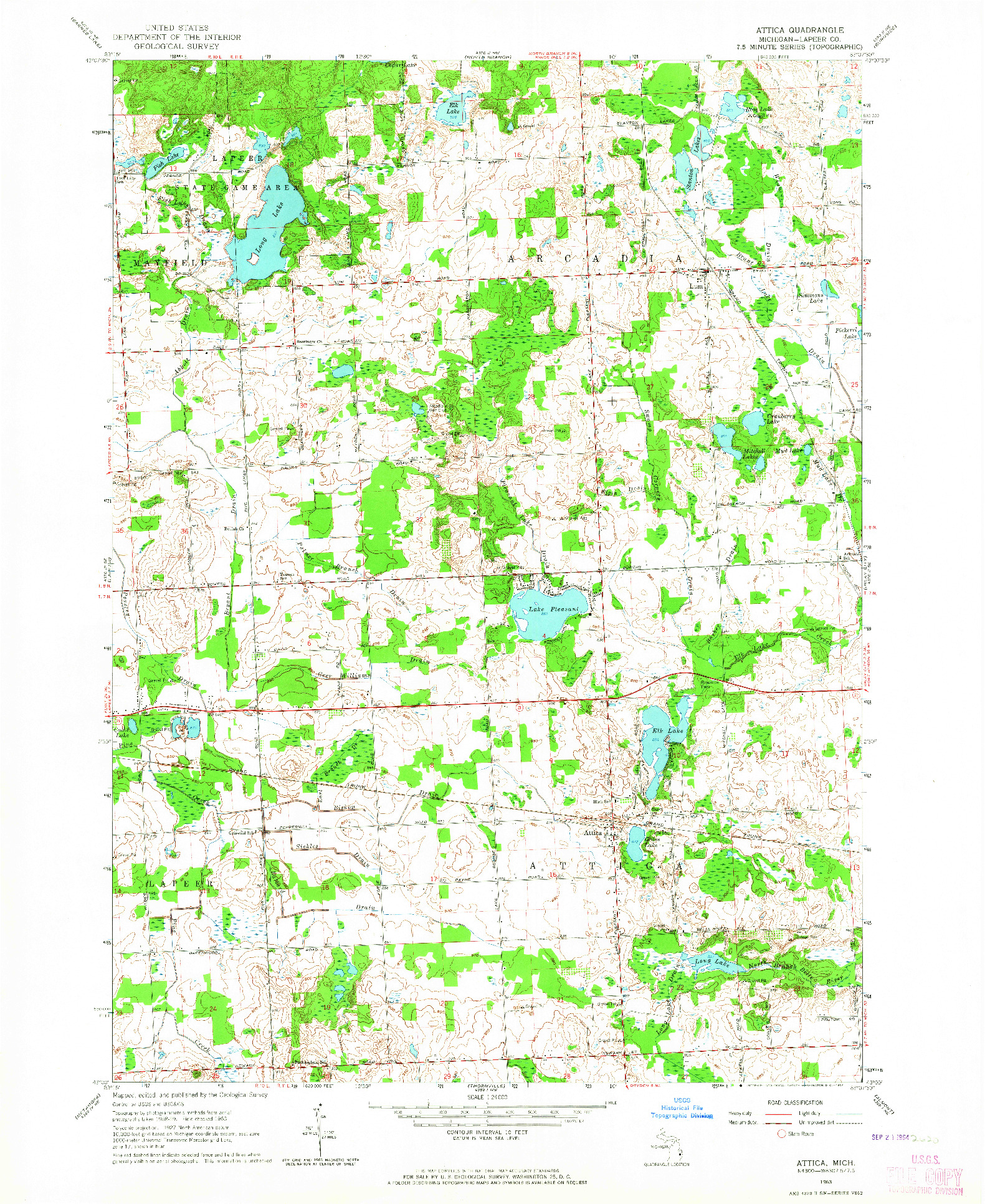 USGS 1:24000-SCALE QUADRANGLE FOR ATTICA, MI 1963