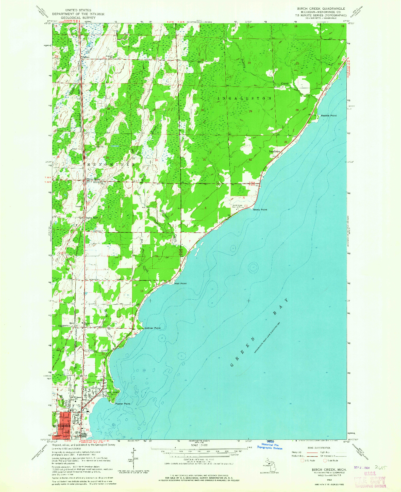 USGS 1:24000-SCALE QUADRANGLE FOR BIRCH CREEK, MI 1963