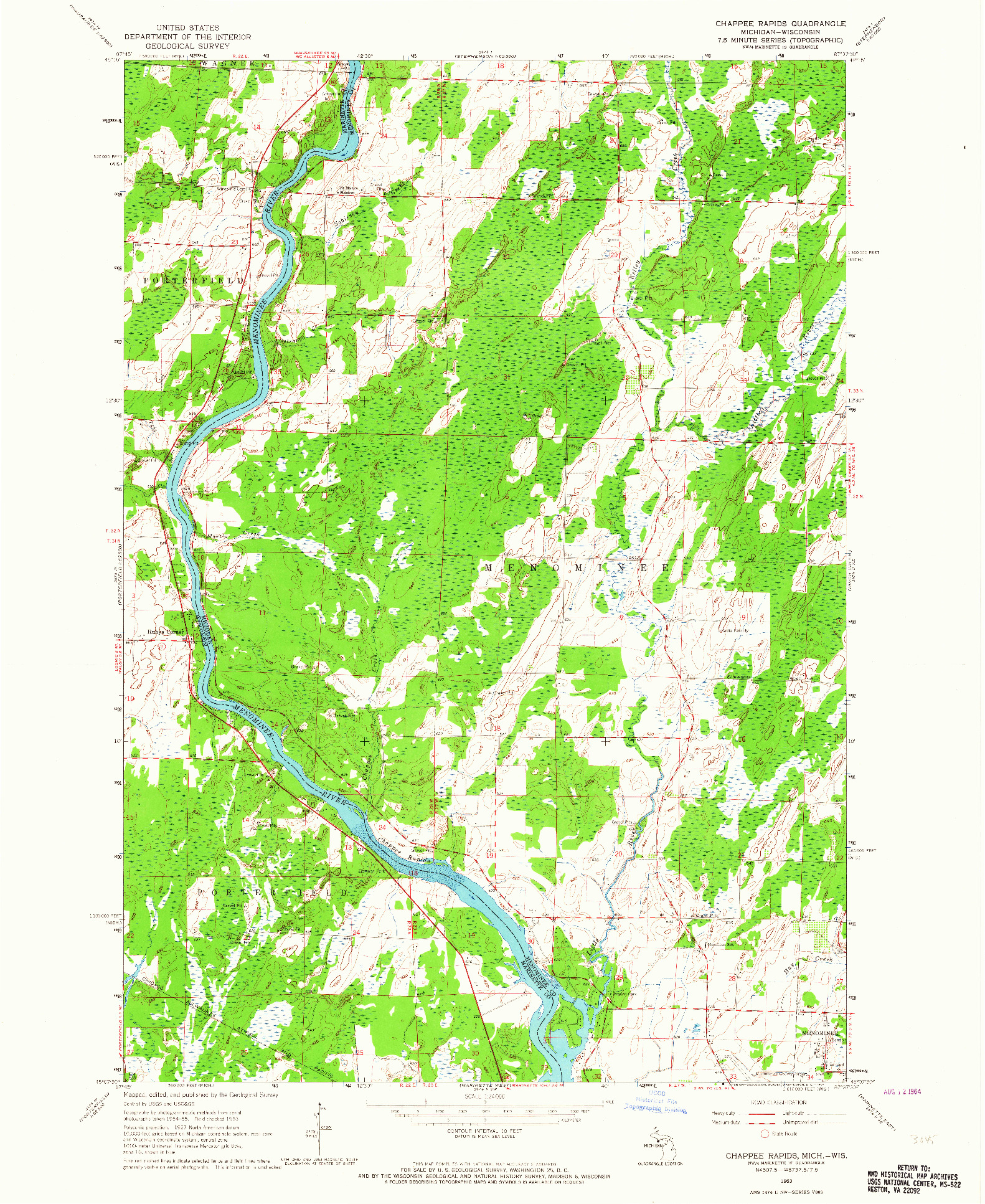 USGS 1:24000-SCALE QUADRANGLE FOR CHAPPEE RAPIDS, MI 1963