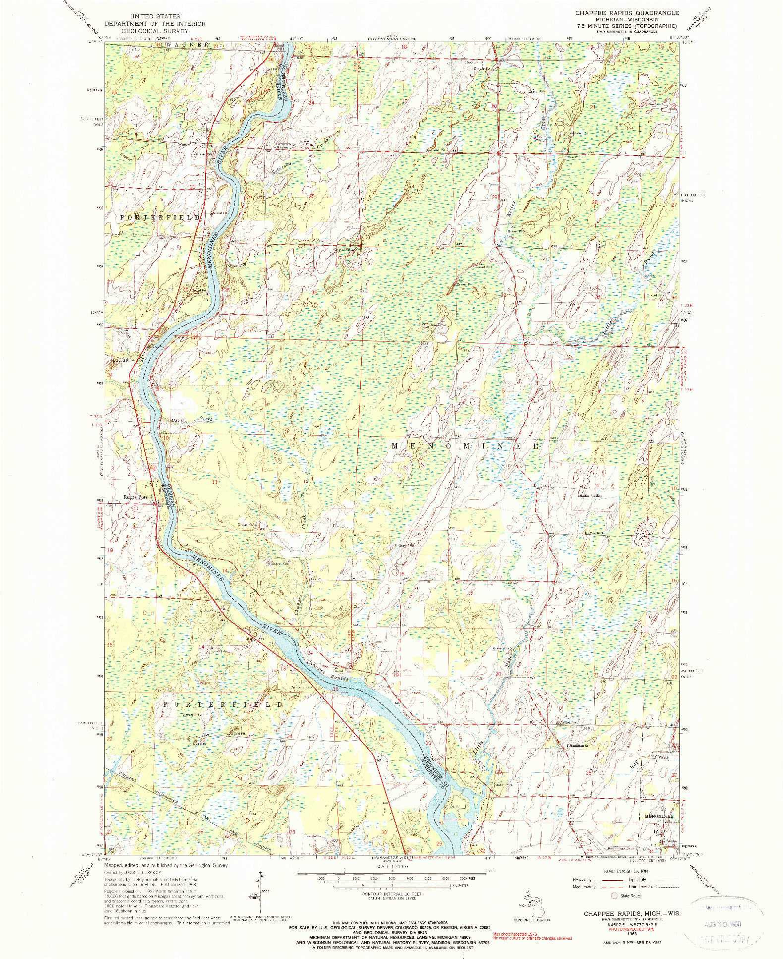 USGS 1:24000-SCALE QUADRANGLE FOR CHAPPEE RAPIDS, MI 1963