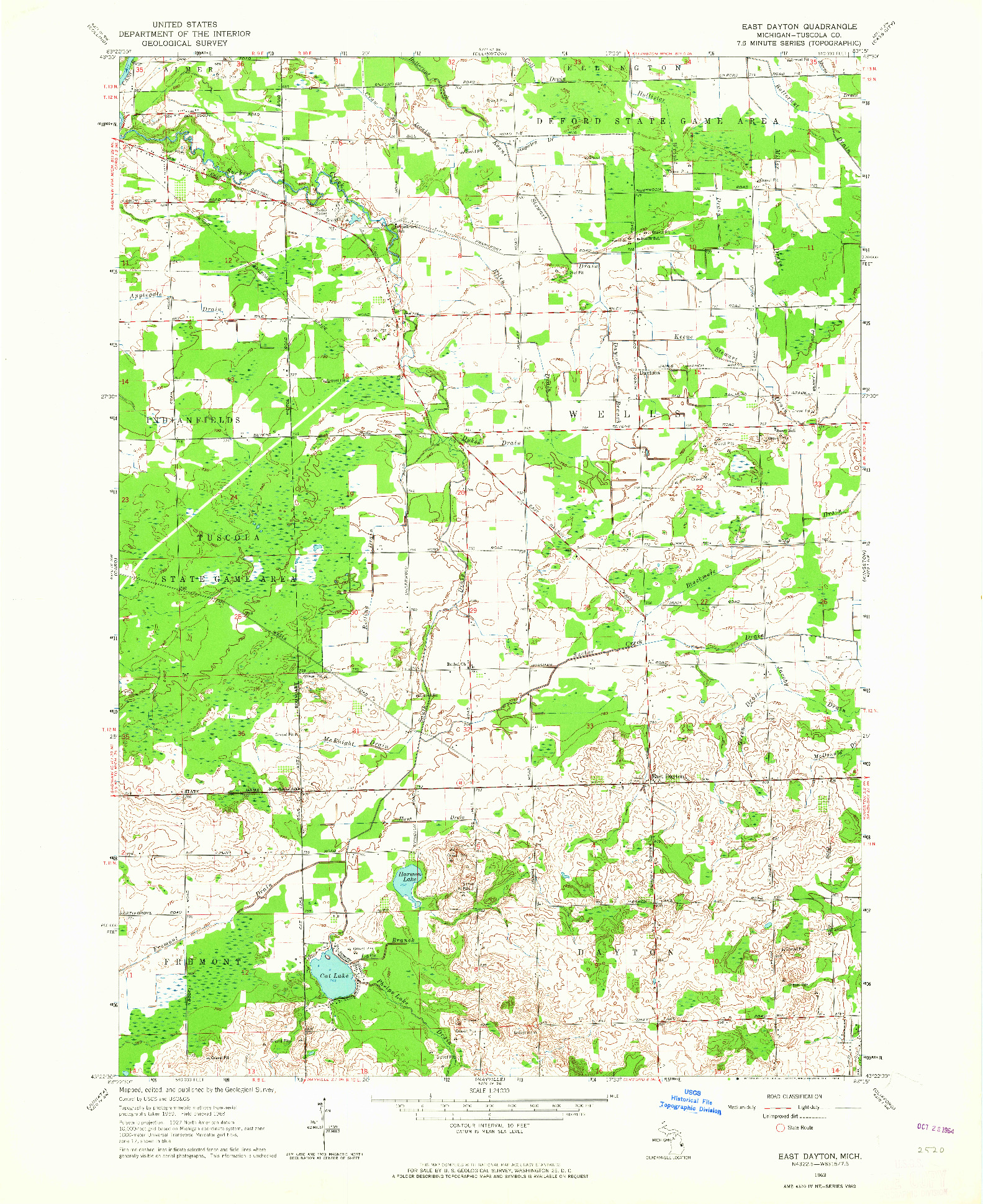 USGS 1:24000-SCALE QUADRANGLE FOR EAST DAYTON, MI 1963