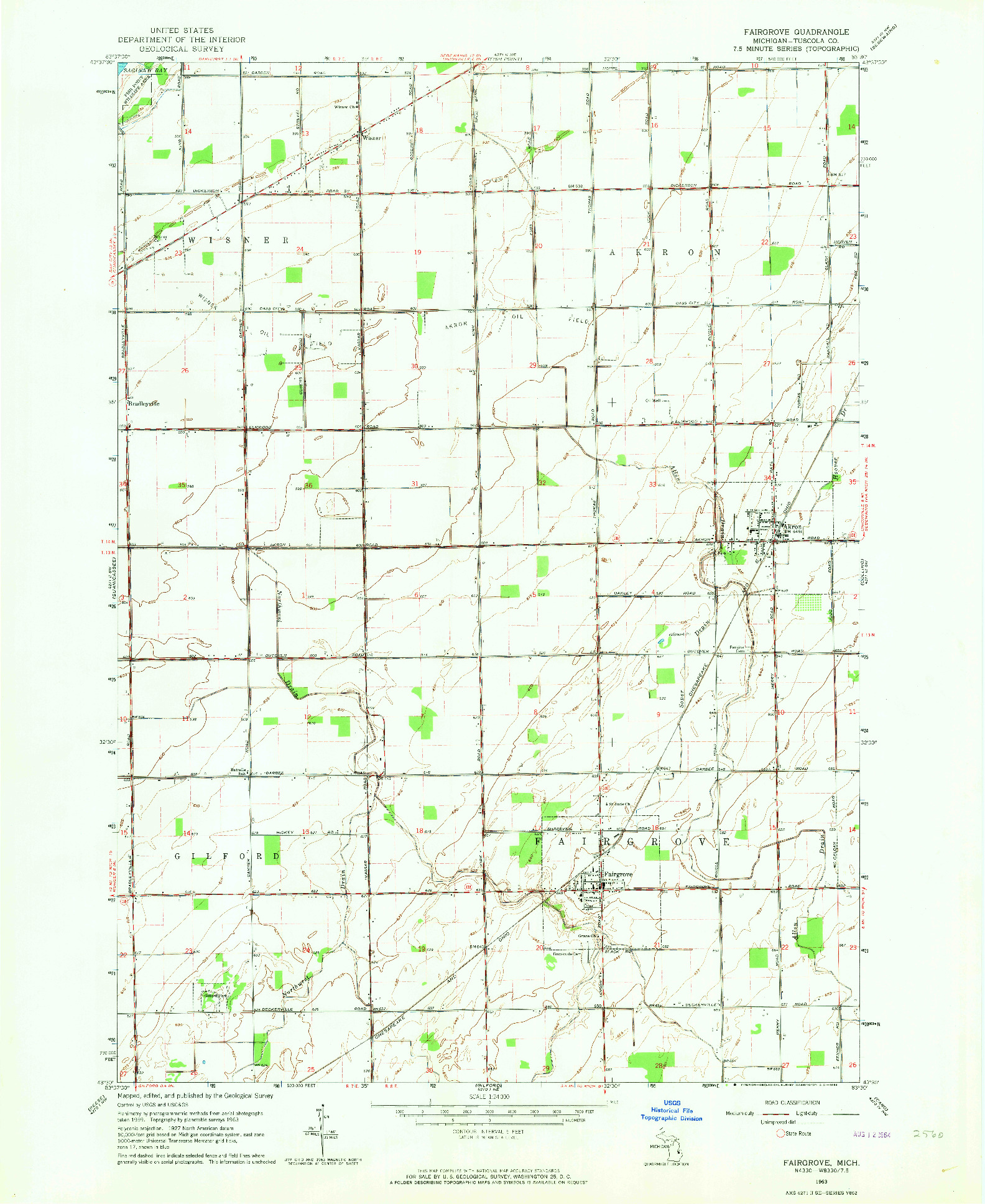 USGS 1:24000-SCALE QUADRANGLE FOR FAIRGROVE, MI 1963
