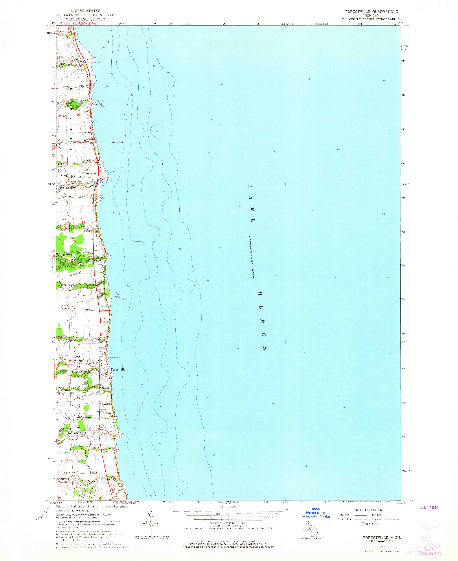 USGS 1:24000-SCALE QUADRANGLE FOR FORESTVILLE, MI 1963