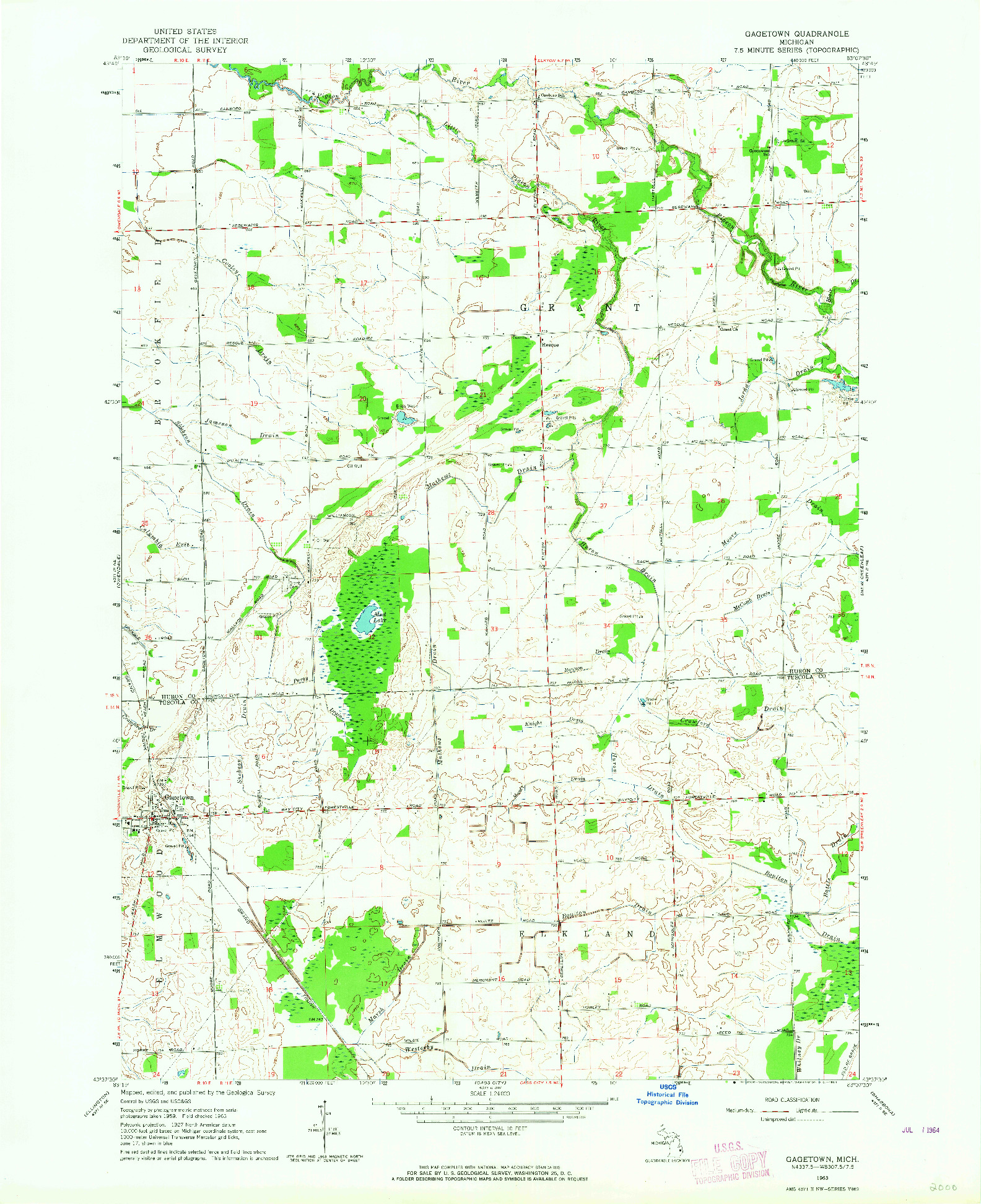 USGS 1:24000-SCALE QUADRANGLE FOR GAGETOWN, MI 1963