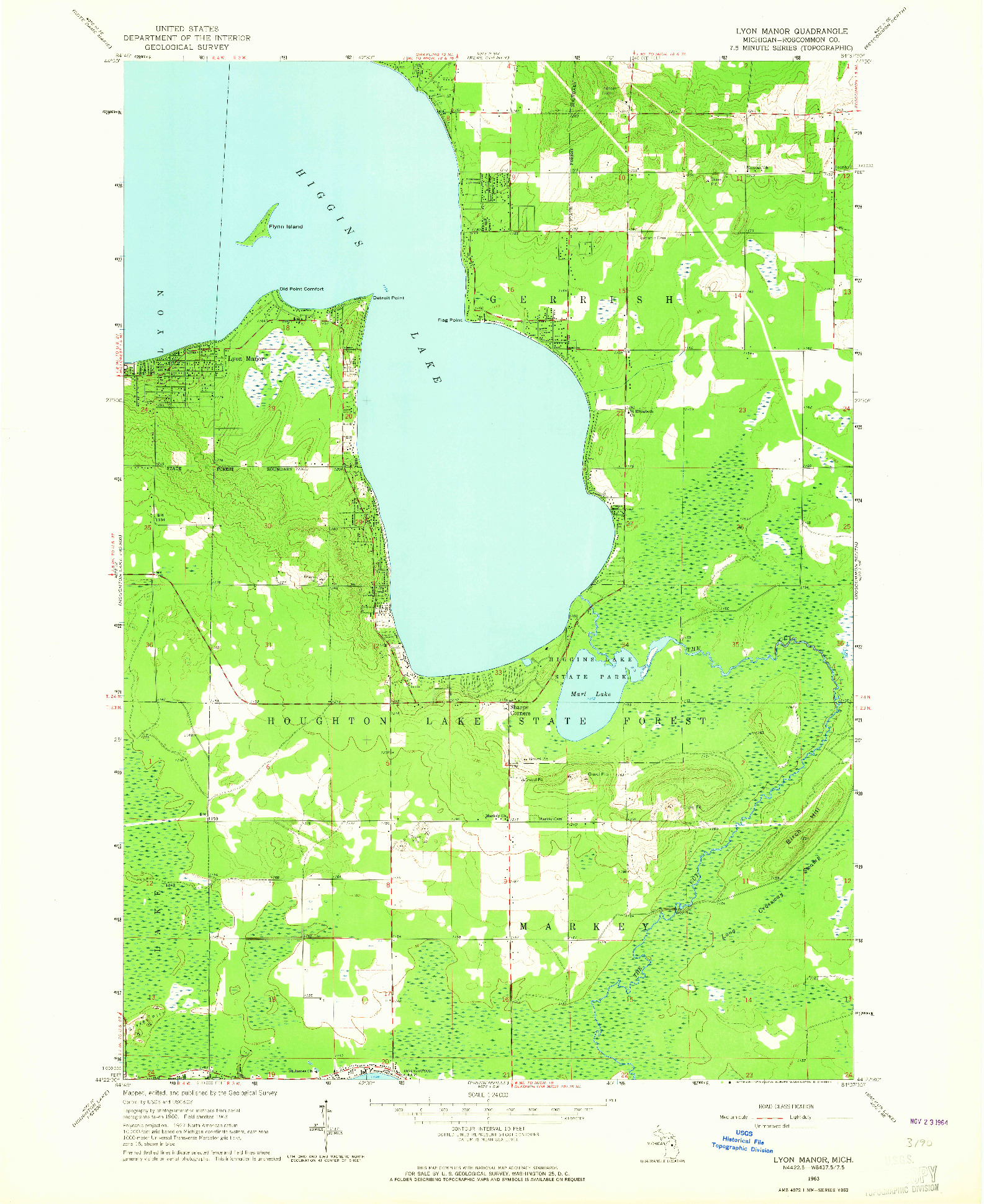 USGS 1:24000-SCALE QUADRANGLE FOR LYON MANOR, MI 1963