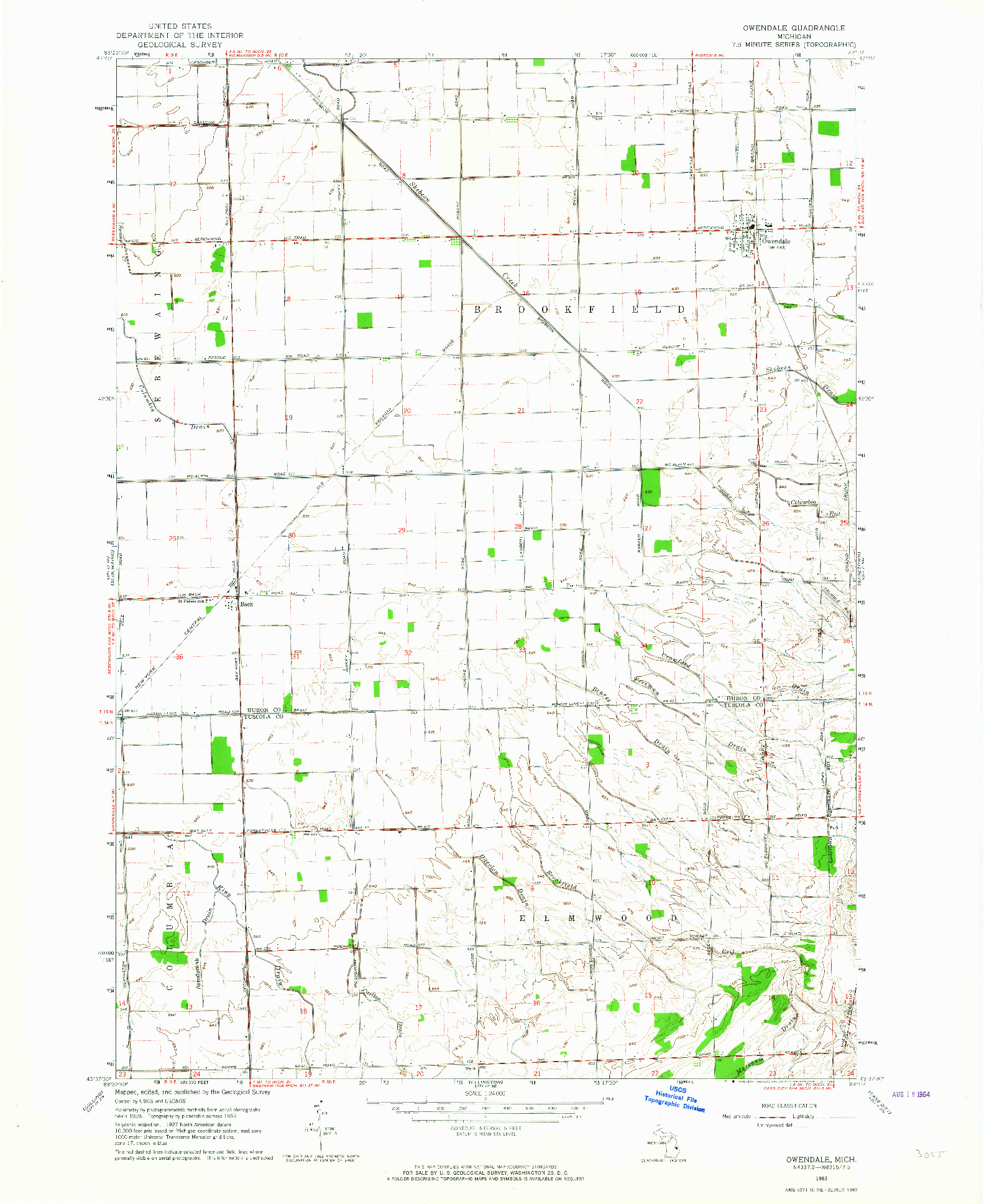 USGS 1:24000-SCALE QUADRANGLE FOR OWENDALE, MI 1963