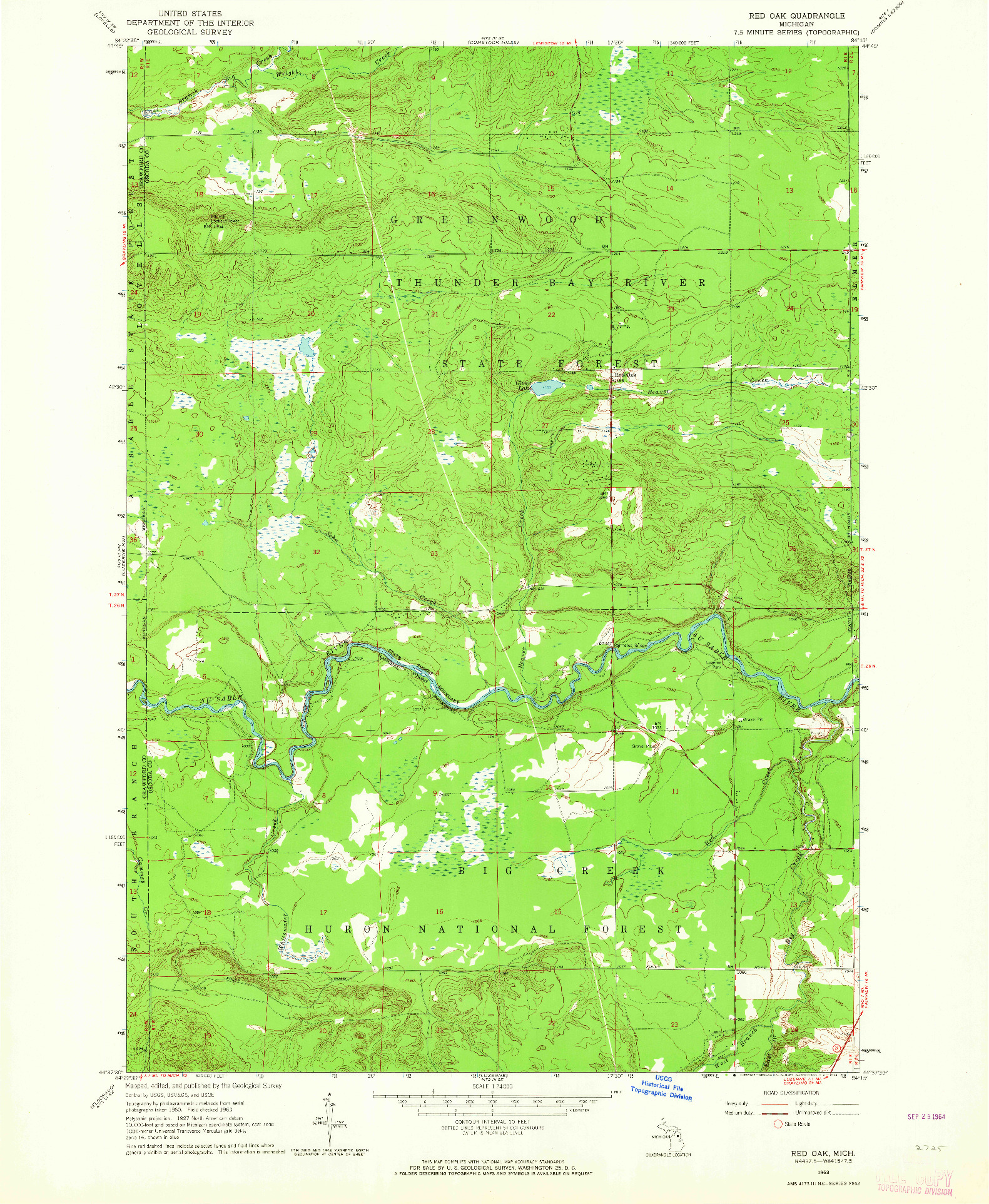 USGS 1:24000-SCALE QUADRANGLE FOR RED OAK, MI 1963