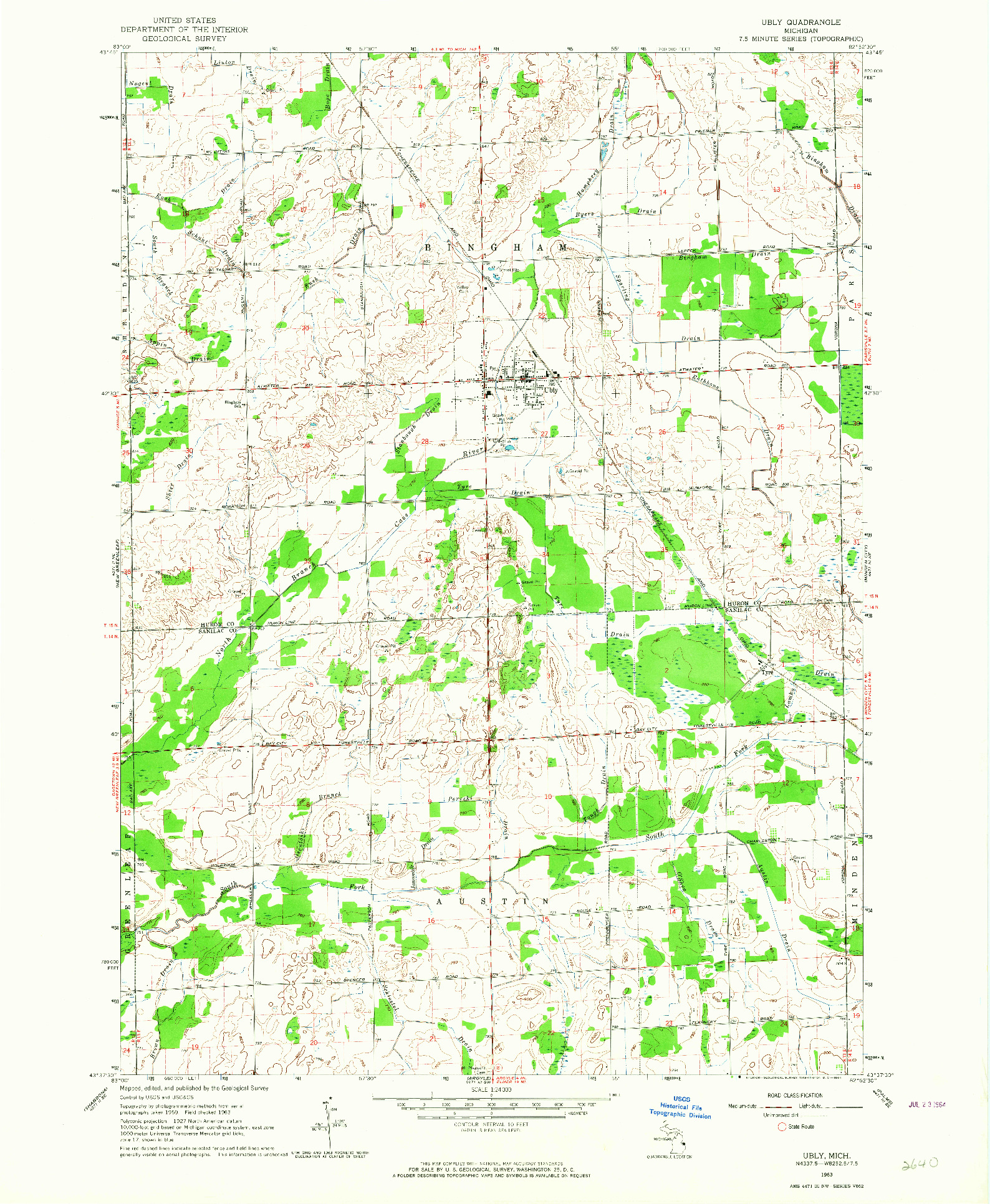 USGS 1:24000-SCALE QUADRANGLE FOR UBLY, MI 1963