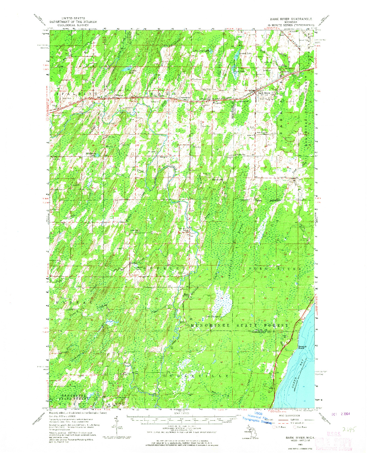 USGS 1:62500-SCALE QUADRANGLE FOR BARK RIVER, MI 1963