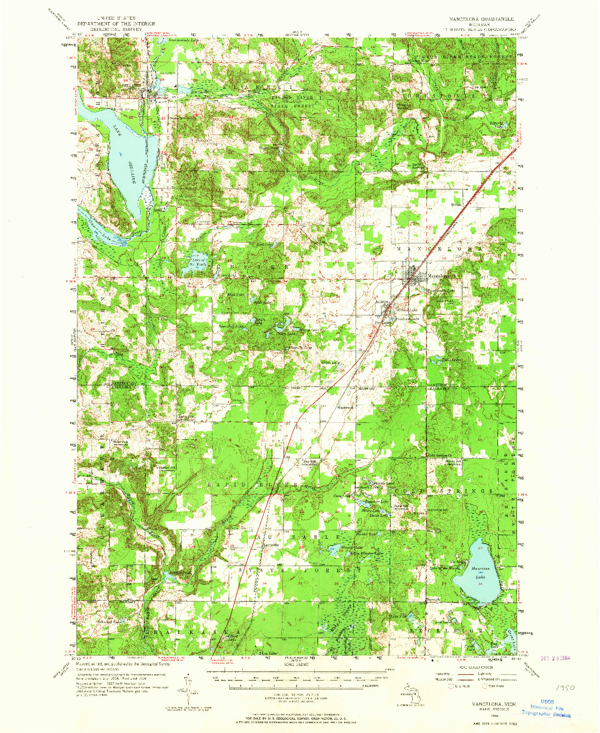 USGS 1:62500-SCALE QUADRANGLE FOR MANCELONA, MI 1956