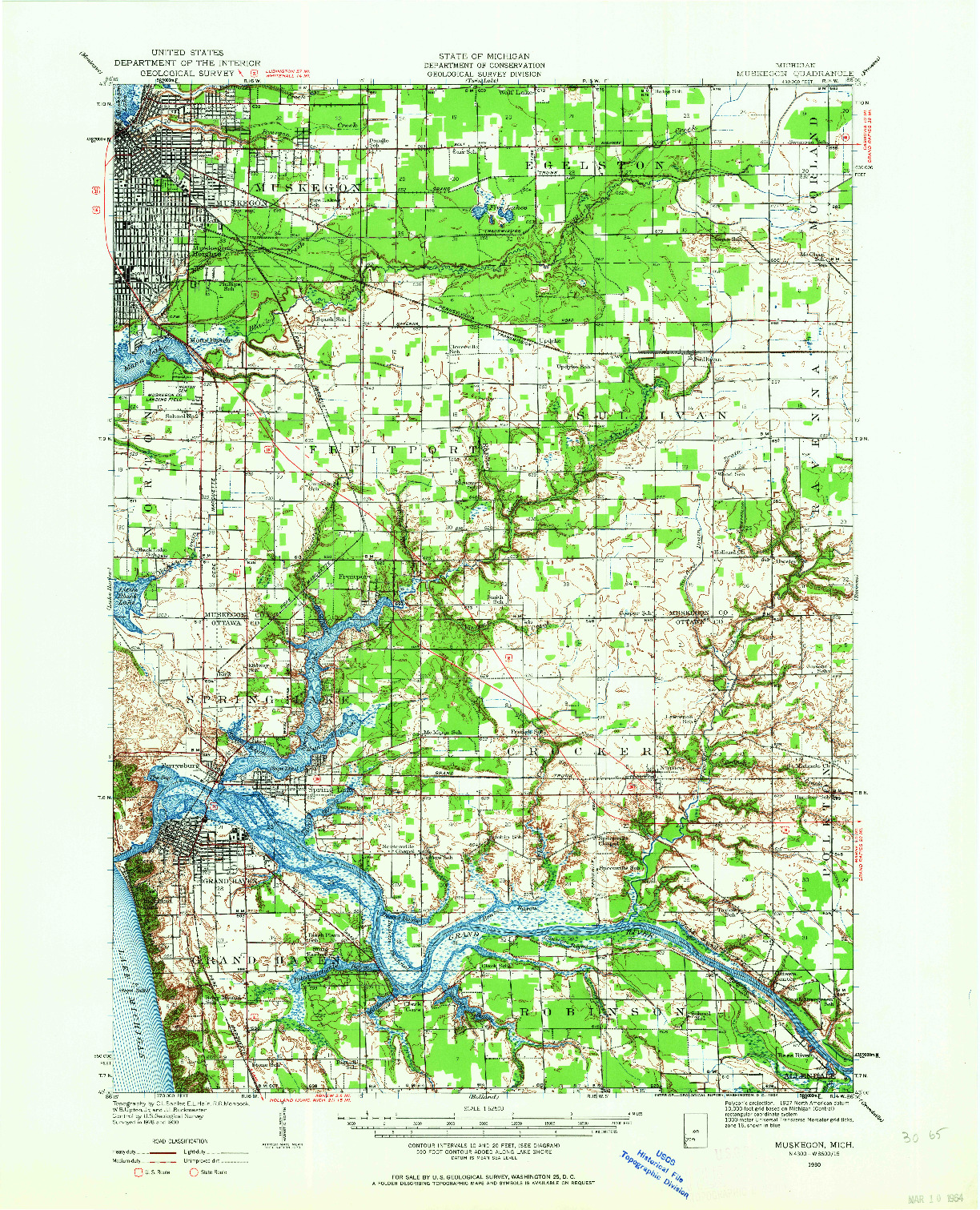 USGS 1:62500-SCALE QUADRANGLE FOR MUSKEGON, MI 1930