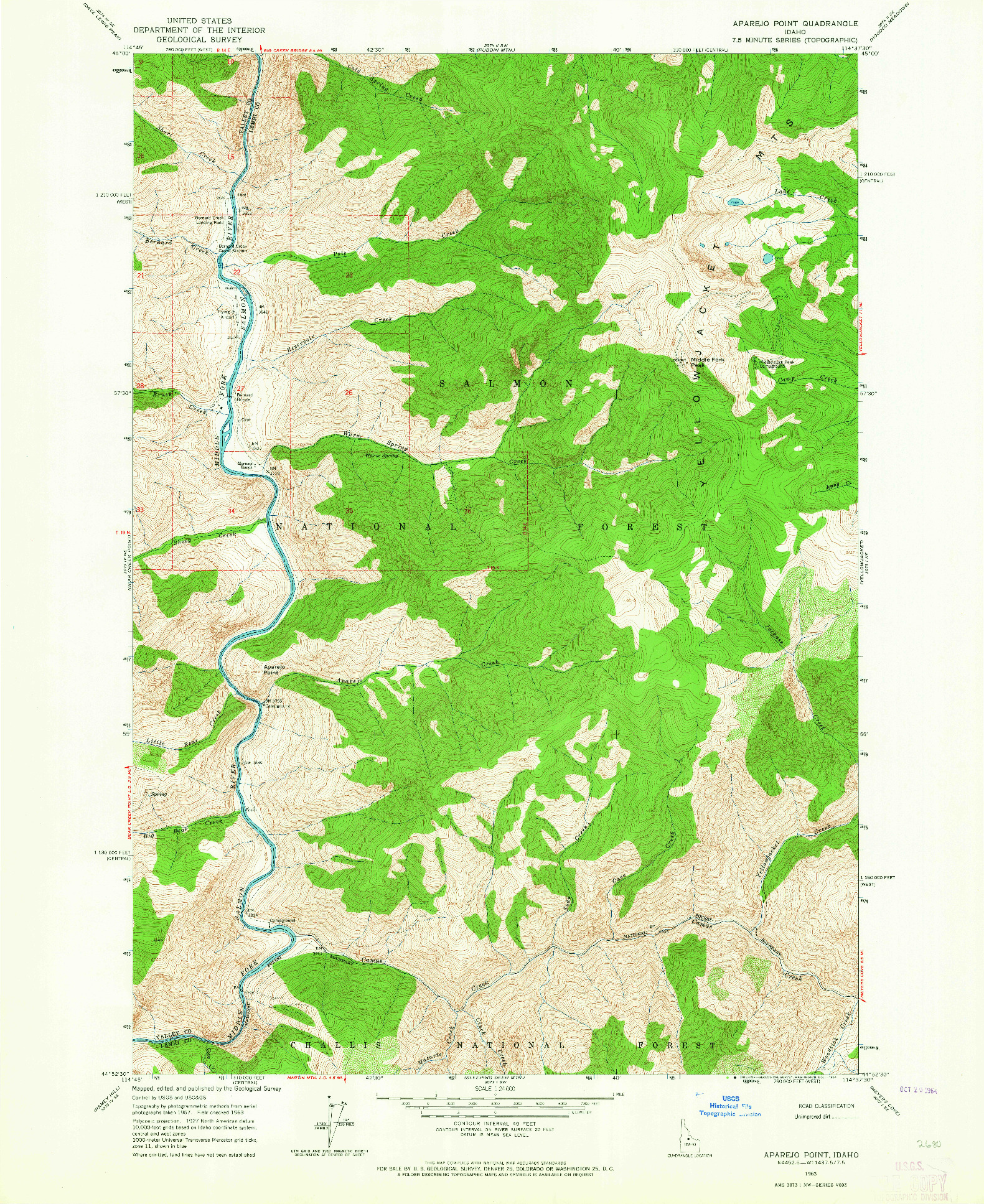 USGS 1:24000-SCALE QUADRANGLE FOR APAREJO POINT, ID 1963