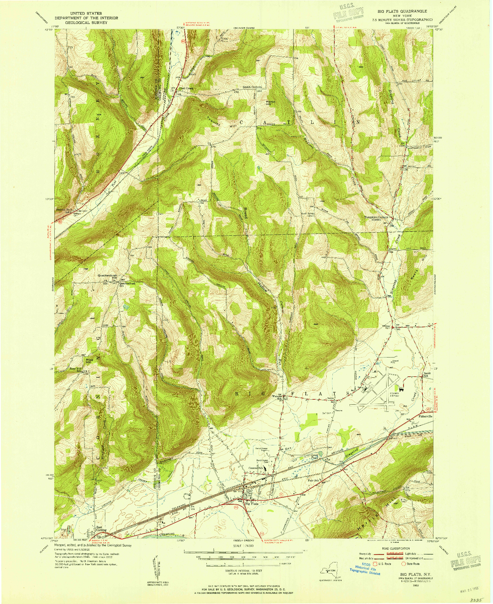 USGS 1:24000-SCALE QUADRANGLE FOR BIG FLATS, NY 1953