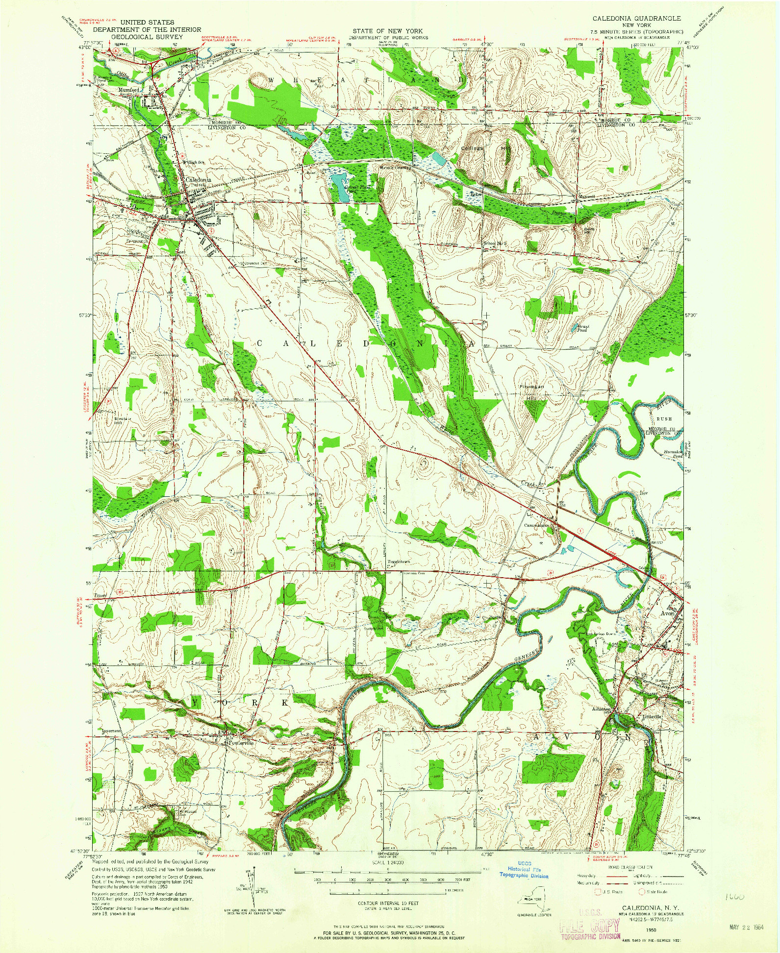 USGS 1:24000-SCALE QUADRANGLE FOR CALEDONIA, NY 1950