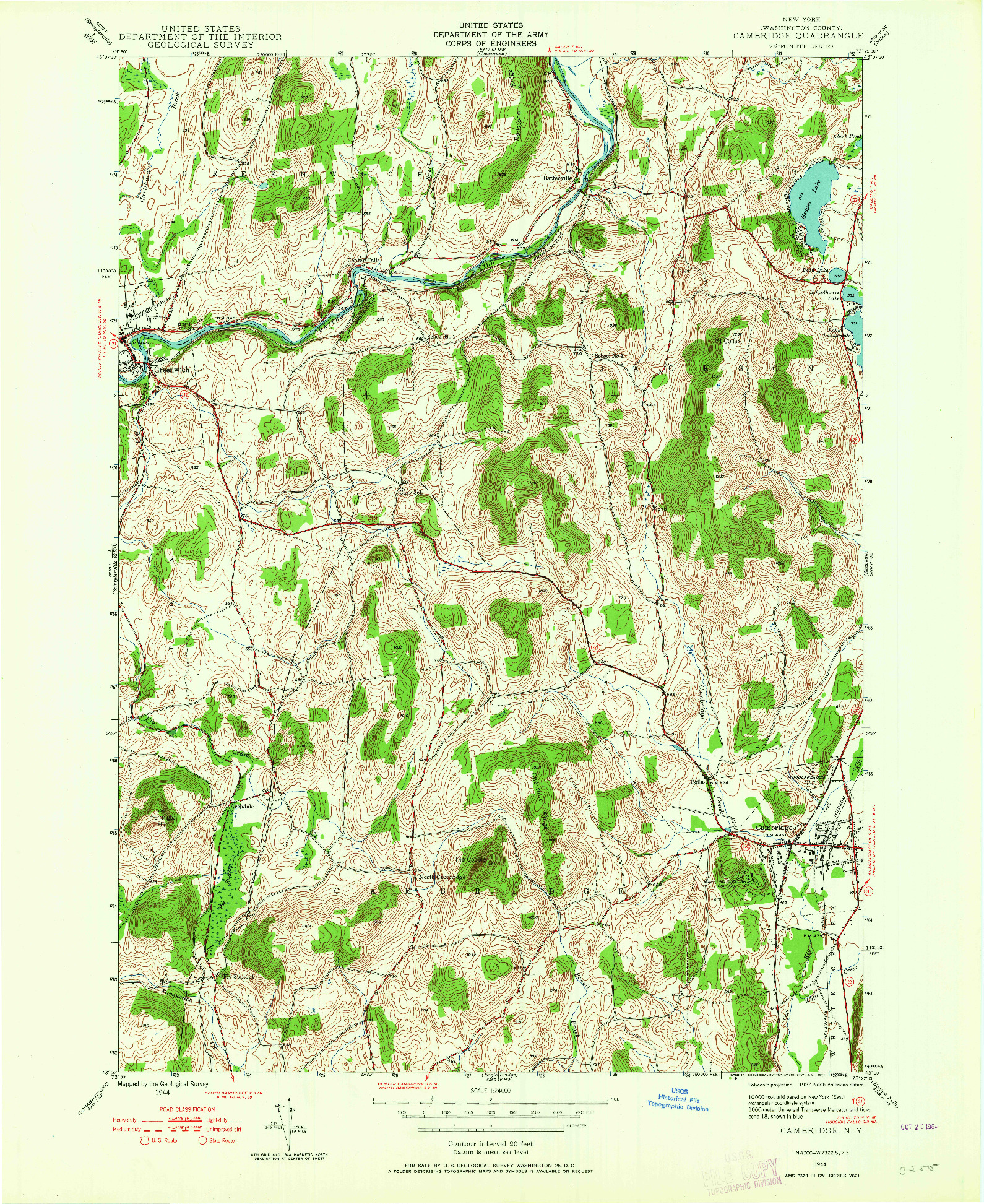 USGS 1:24000-SCALE QUADRANGLE FOR CAMBRIDGE, NY 1944