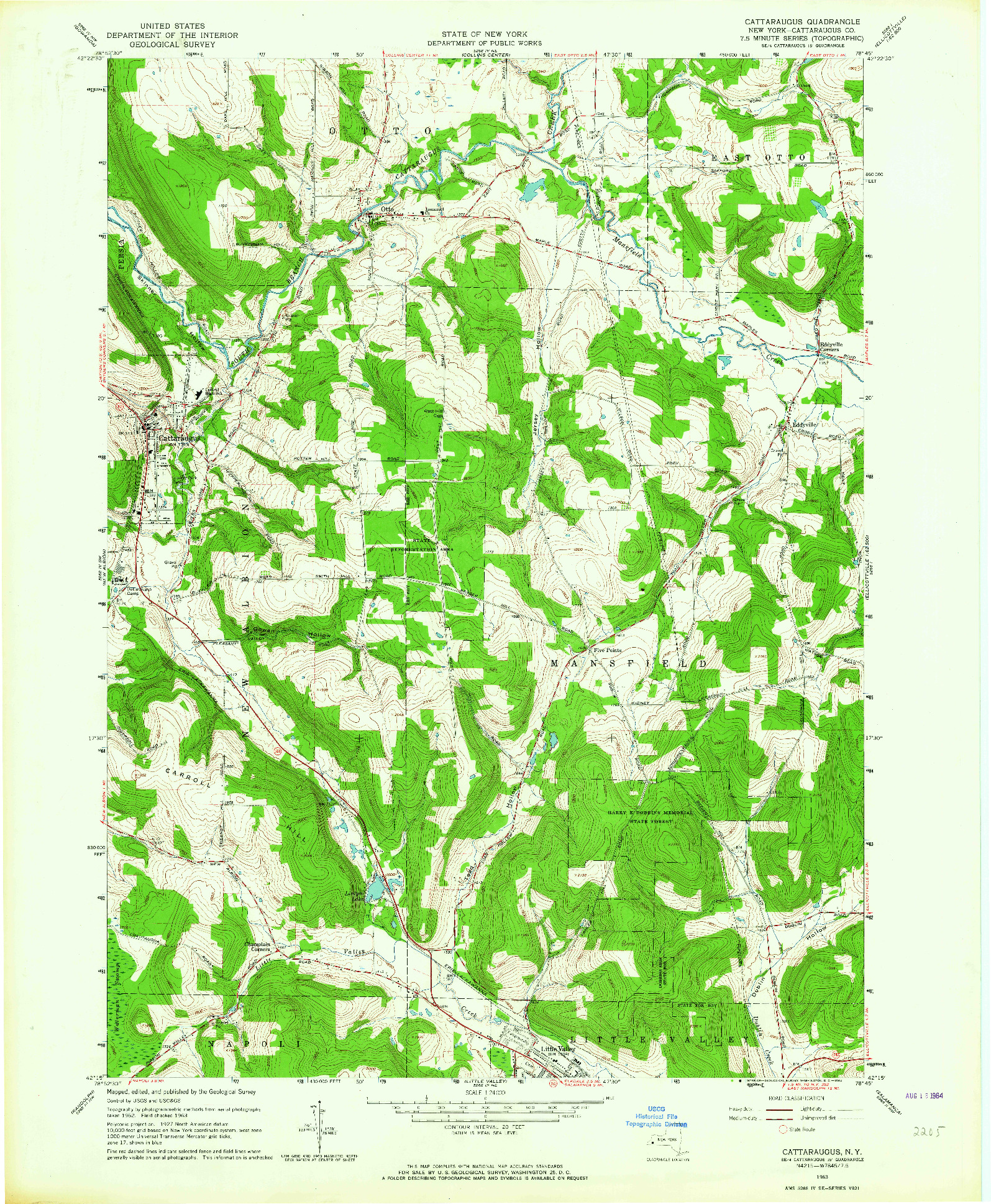 USGS 1:24000-SCALE QUADRANGLE FOR CATTARAUGUS, NY 1963