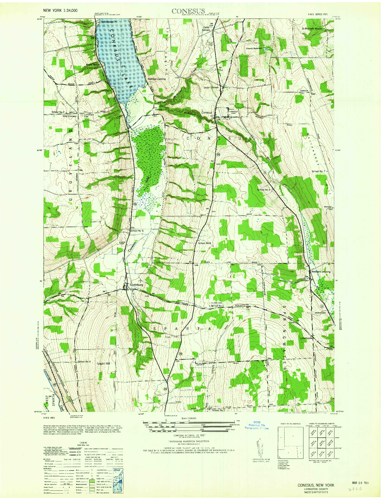 USGS 1:24000-SCALE QUADRANGLE FOR CONESUS, NY 1964