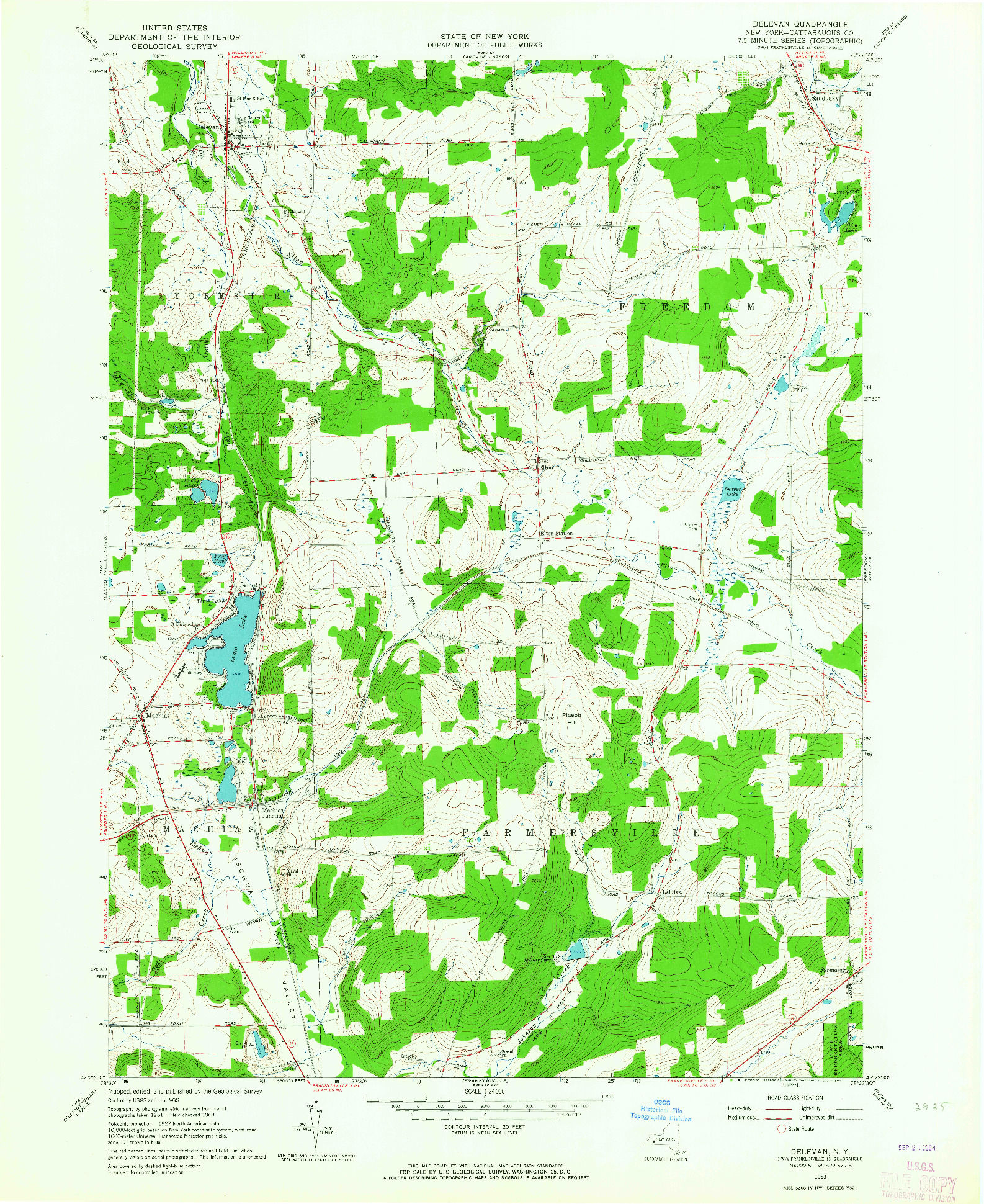 USGS 1:24000-SCALE QUADRANGLE FOR DELEVAN, NY 1963