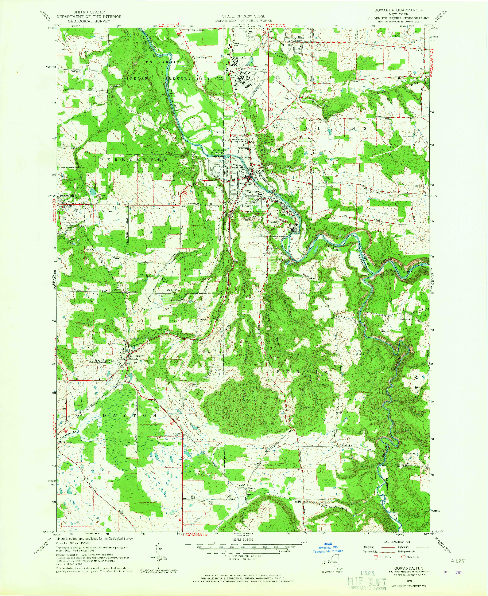 USGS 1:24000-SCALE QUADRANGLE FOR GOWANDA, NY 1963