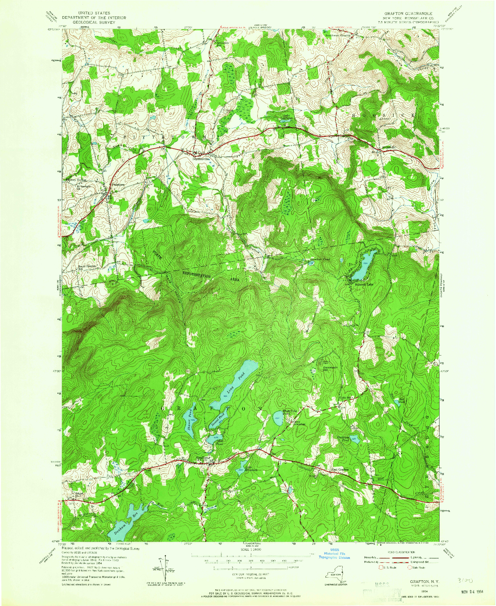 USGS 1:24000-SCALE QUADRANGLE FOR GRAFTON, NY 1954