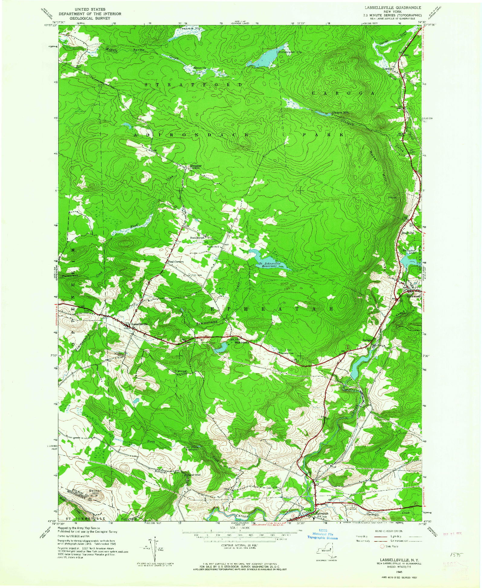 USGS 1:24000-SCALE QUADRANGLE FOR LASSELLSVILLE, NY 1945