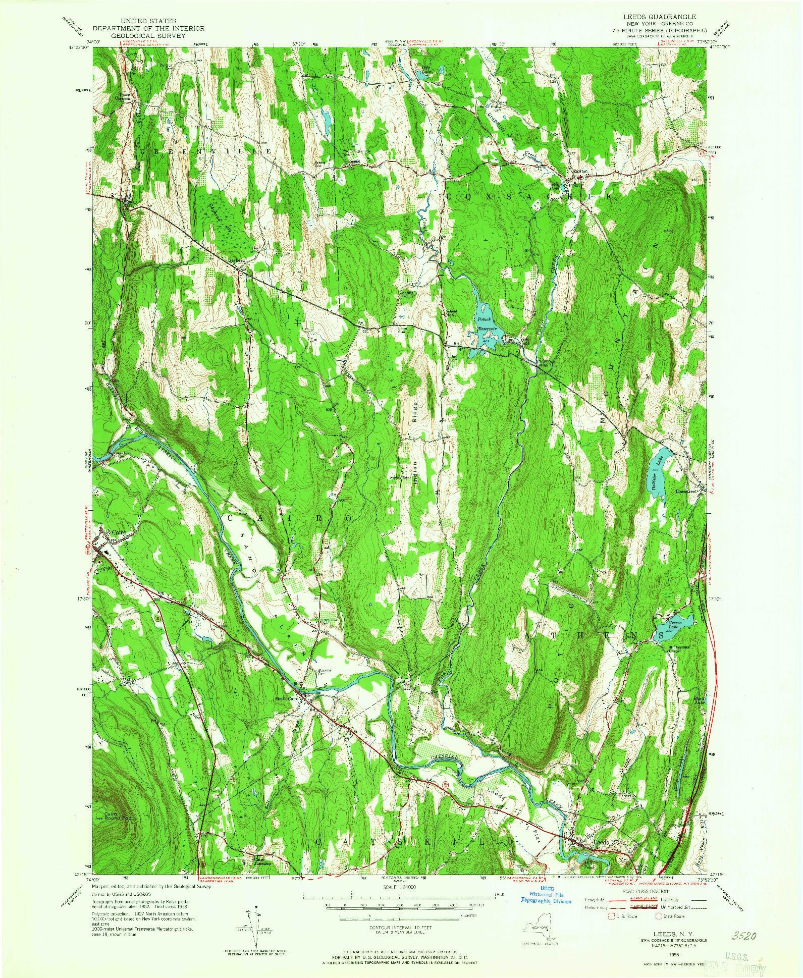 USGS 1:24000-SCALE QUADRANGLE FOR LEEDS, NY 1953