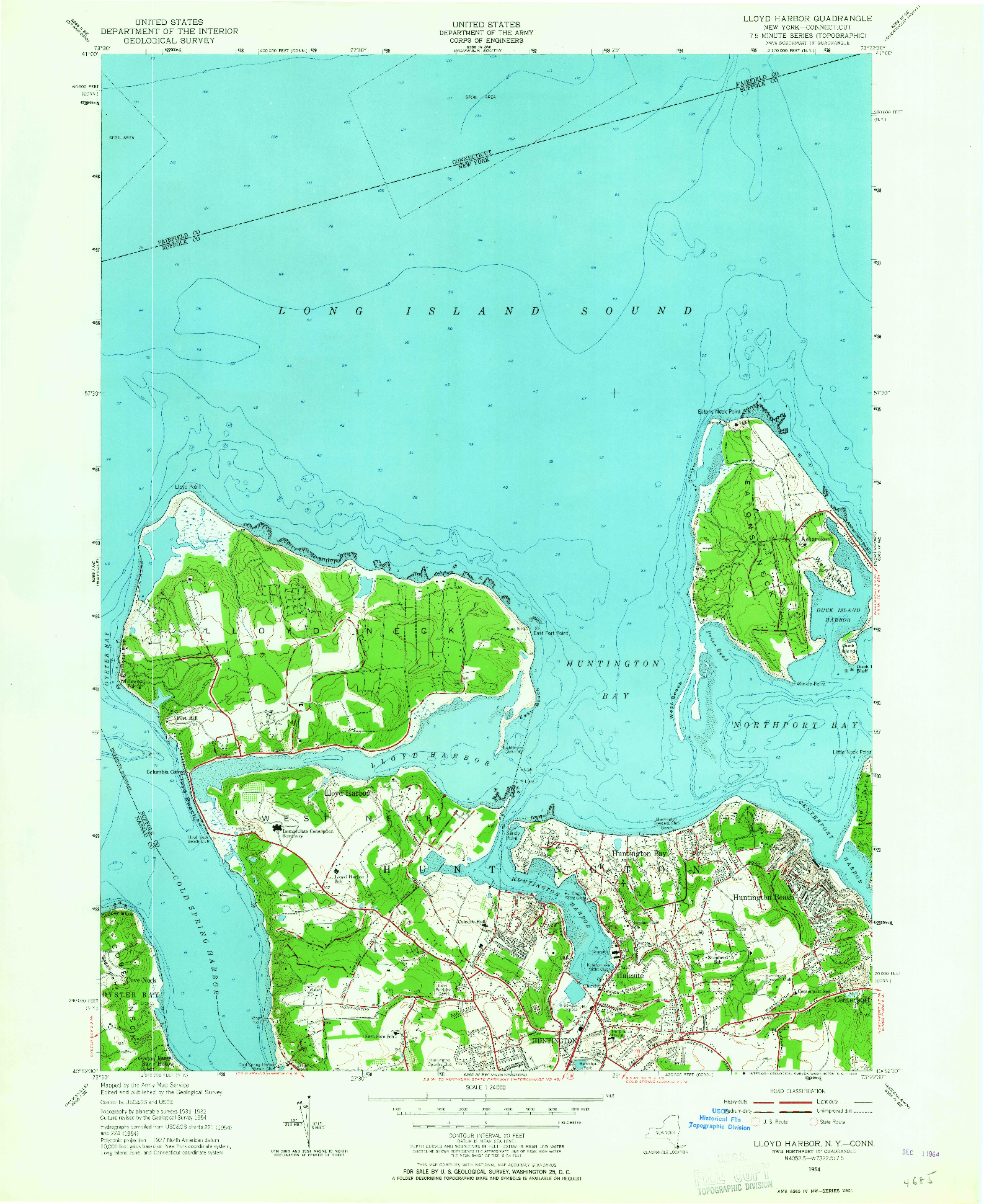 USGS 1:24000-SCALE QUADRANGLE FOR LLOYD HARBOR, NY 1954