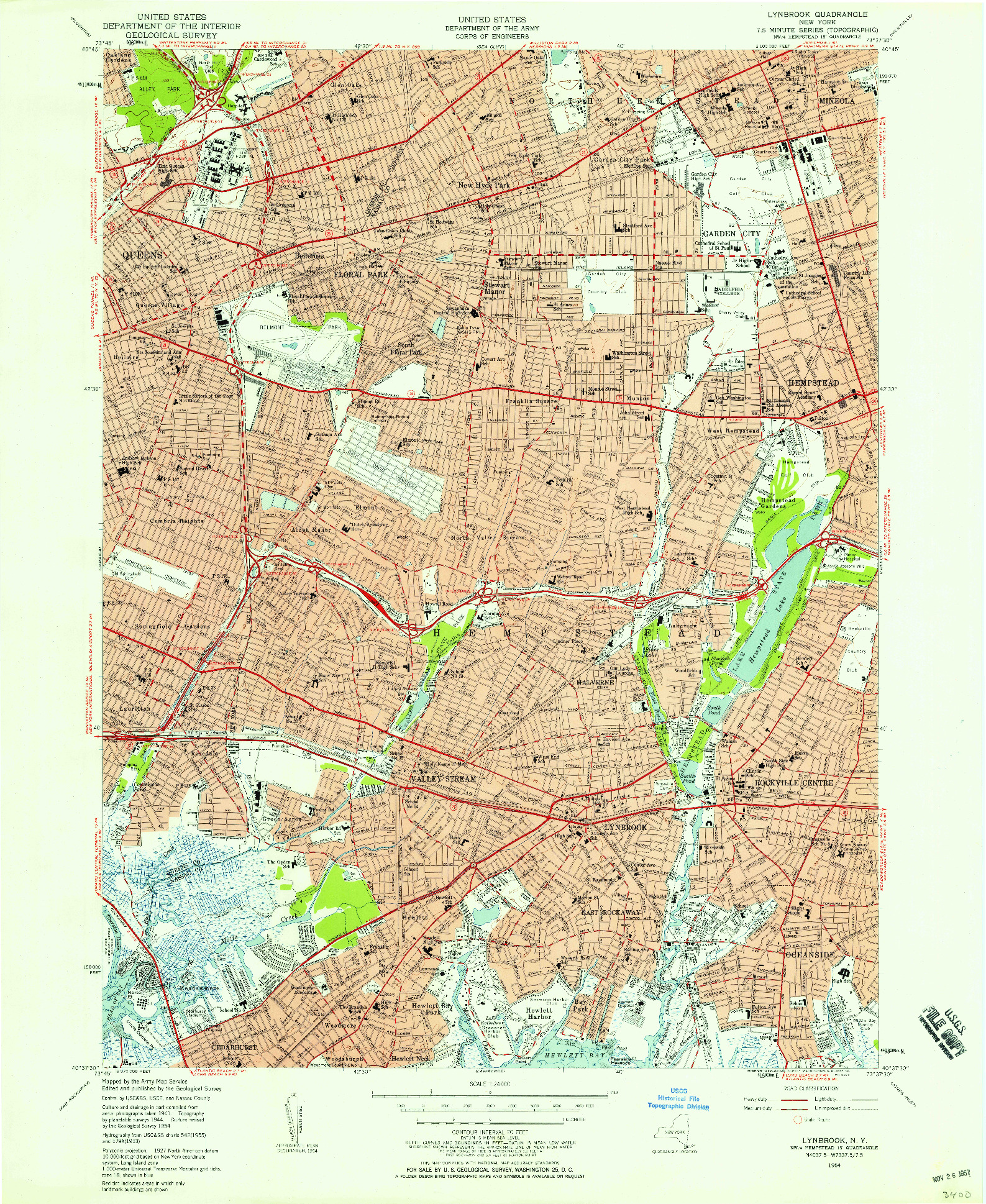 USGS 1:24000-SCALE QUADRANGLE FOR LYNBROOK, NY 1954