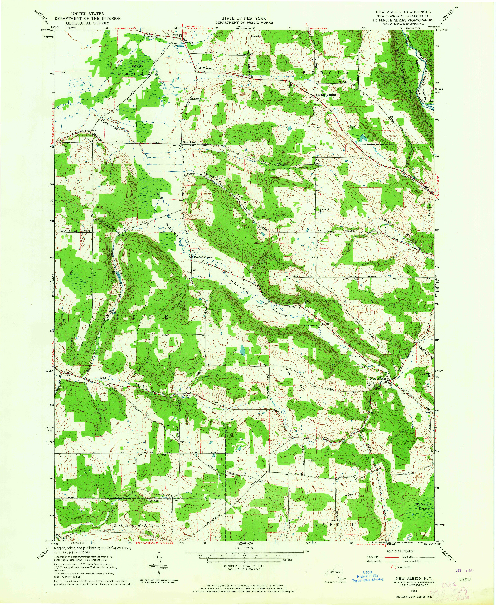 USGS 1:24000-SCALE QUADRANGLE FOR NEW ALBION, NY 1963