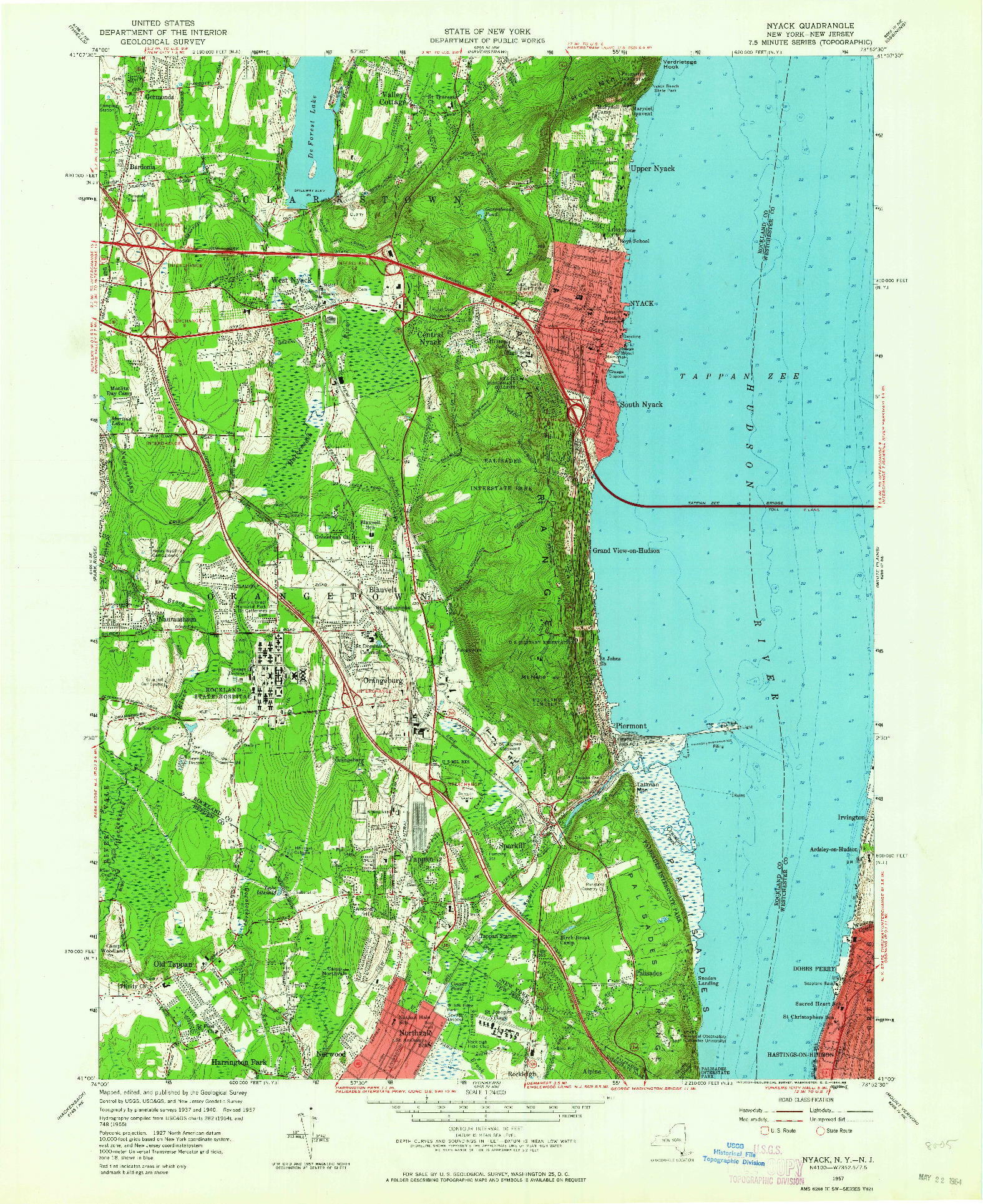 USGS 1:24000-SCALE QUADRANGLE FOR NYACK, NY 1957