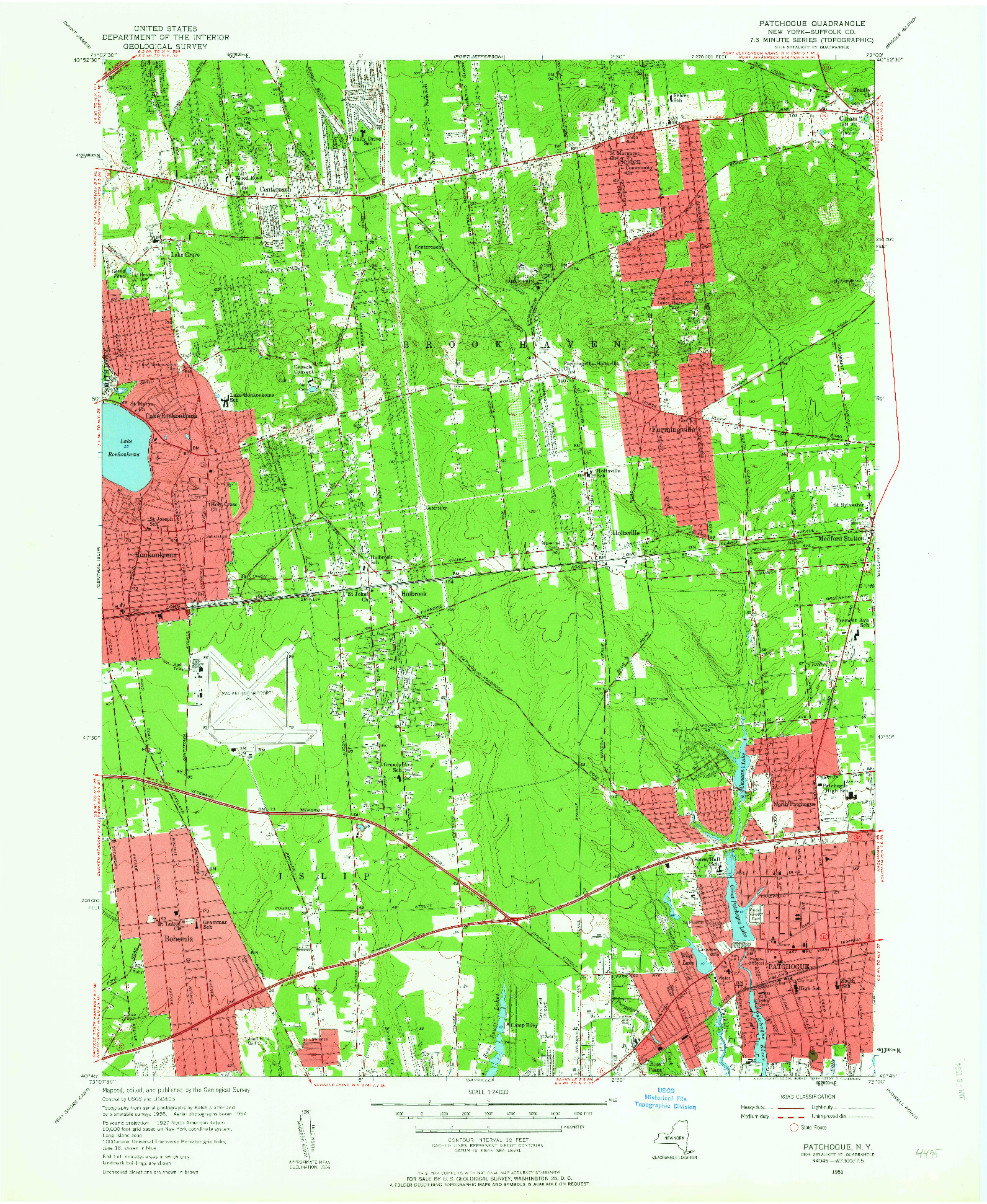 USGS 1:24000-SCALE QUADRANGLE FOR PATCHOGUE, NY 1956