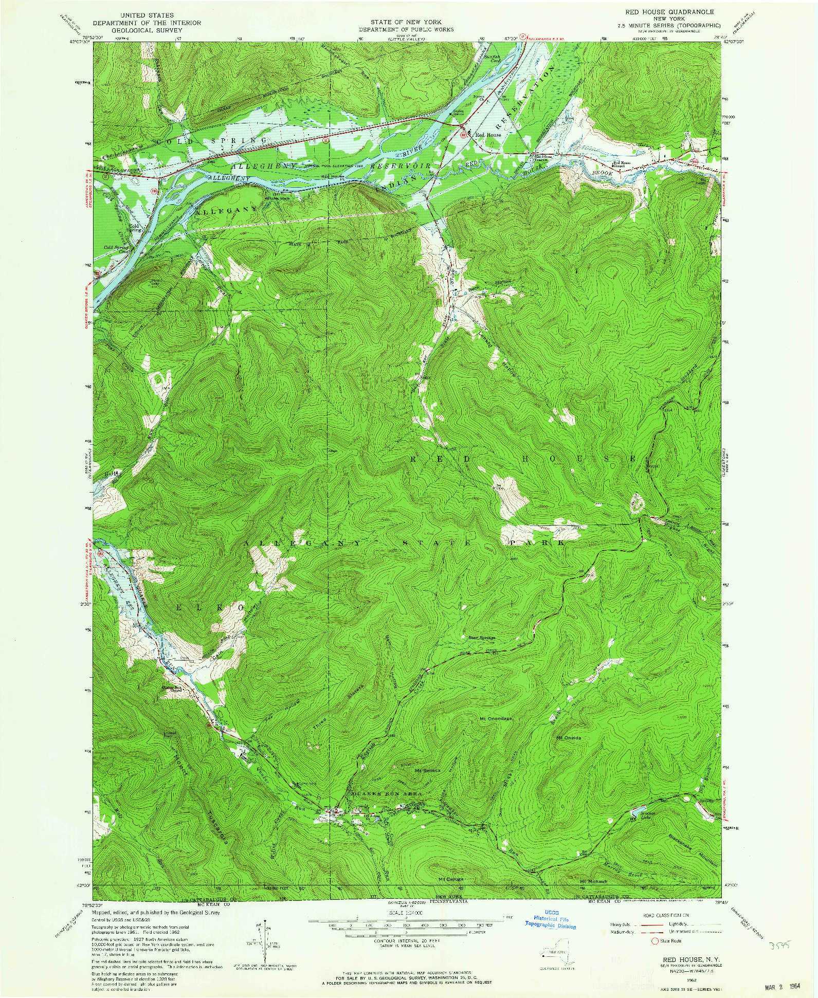 USGS 1:24000-SCALE QUADRANGLE FOR RED HOUSE, NY 1962