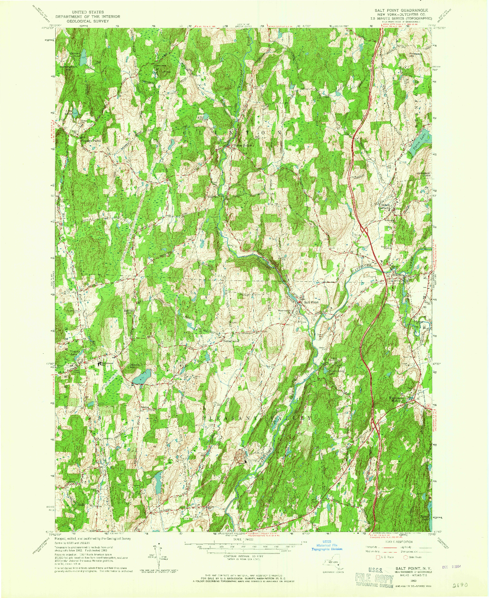 USGS 1:24000-SCALE QUADRANGLE FOR SALT POINT, NY 1963