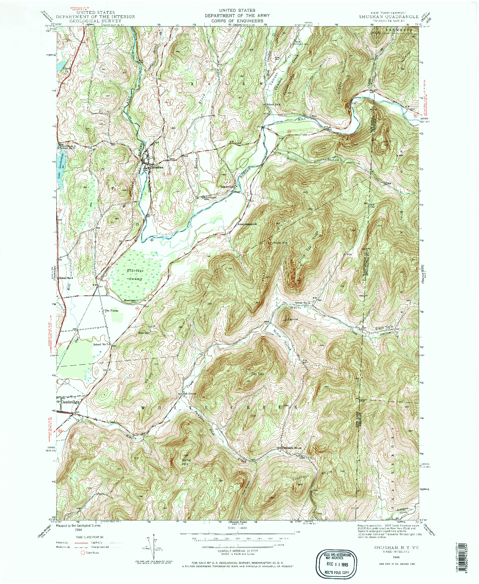 USGS 1:24000-SCALE QUADRANGLE FOR SHUSHAN, NY 1944