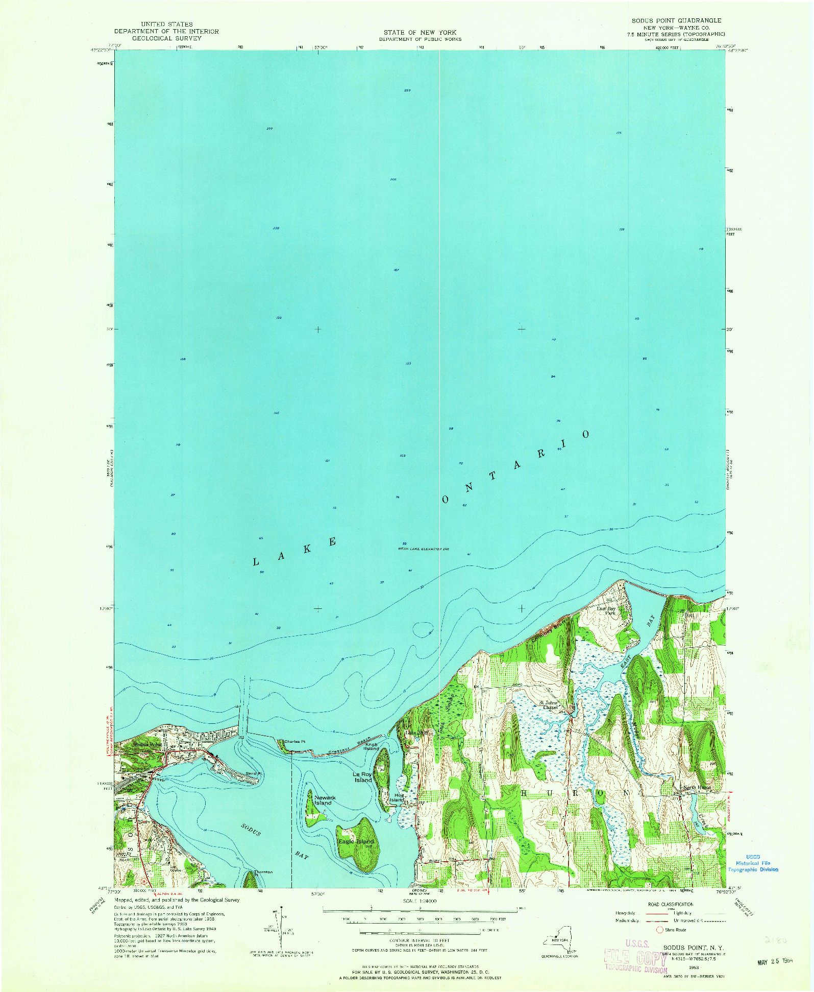 USGS 1:24000-SCALE QUADRANGLE FOR SODUS POINT, NY 1953