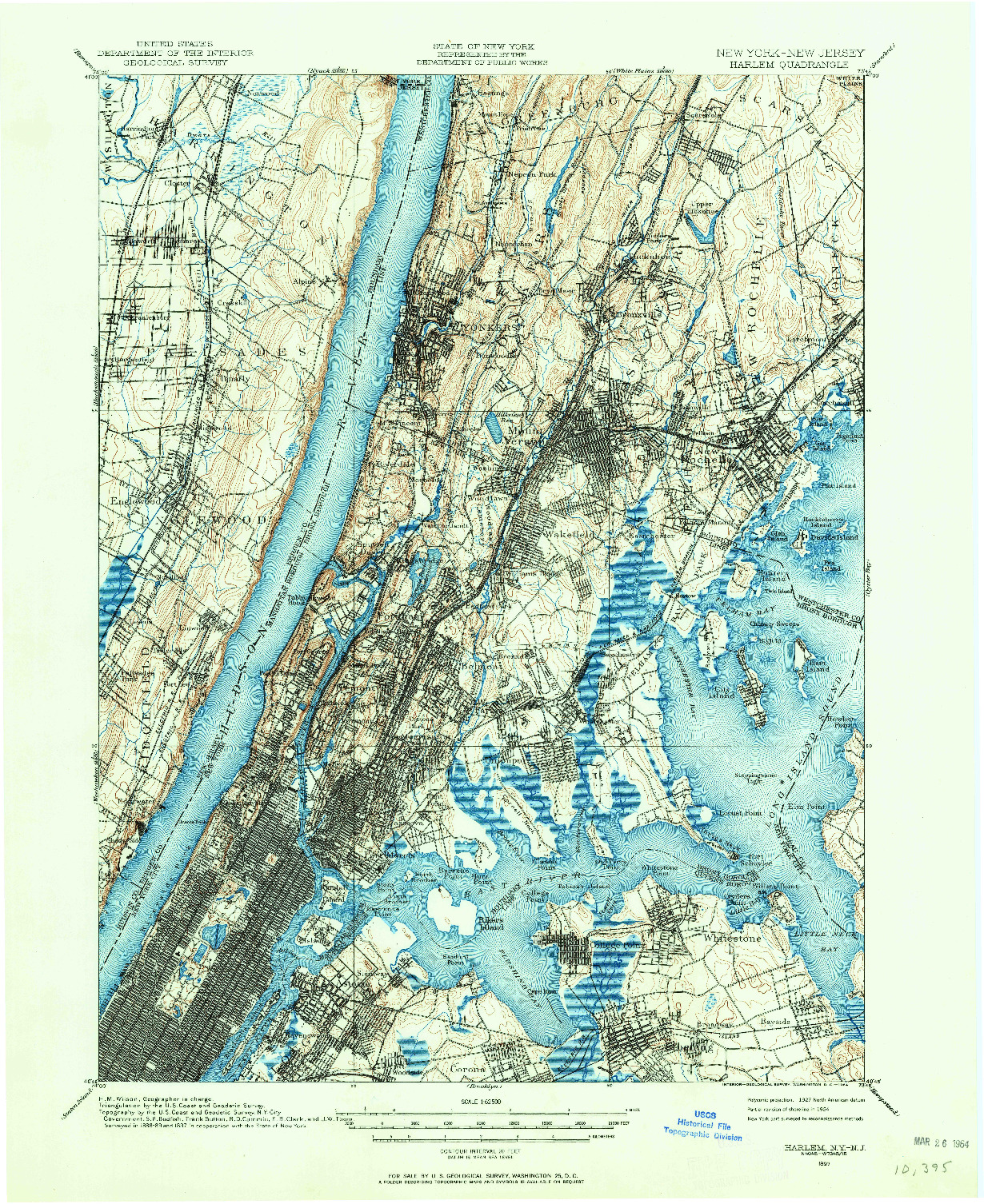 USGS 1:62500-SCALE QUADRANGLE FOR HARLEM, NY 1897