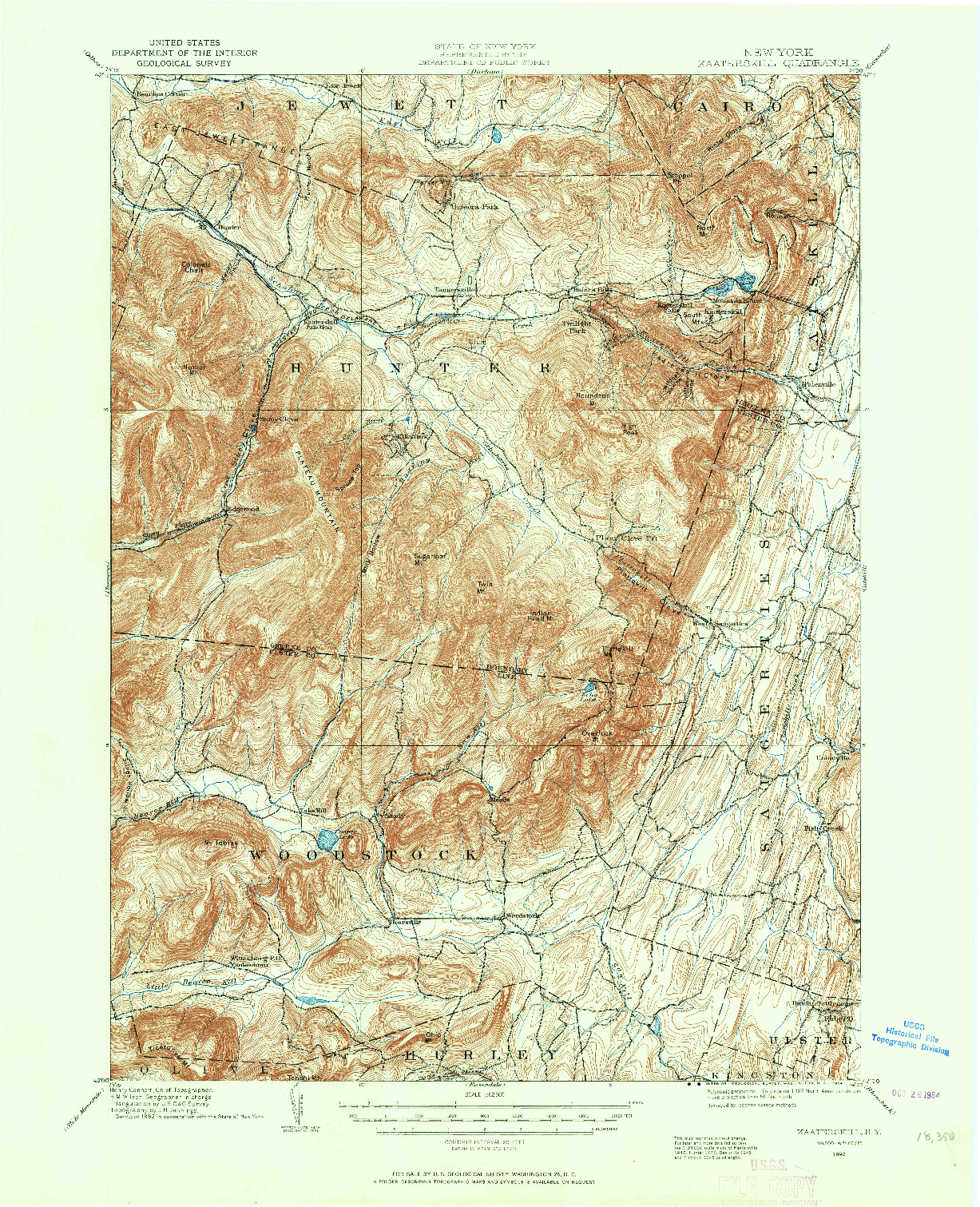 USGS 1:62500-SCALE QUADRANGLE FOR KAATERSKILL, NY 1892