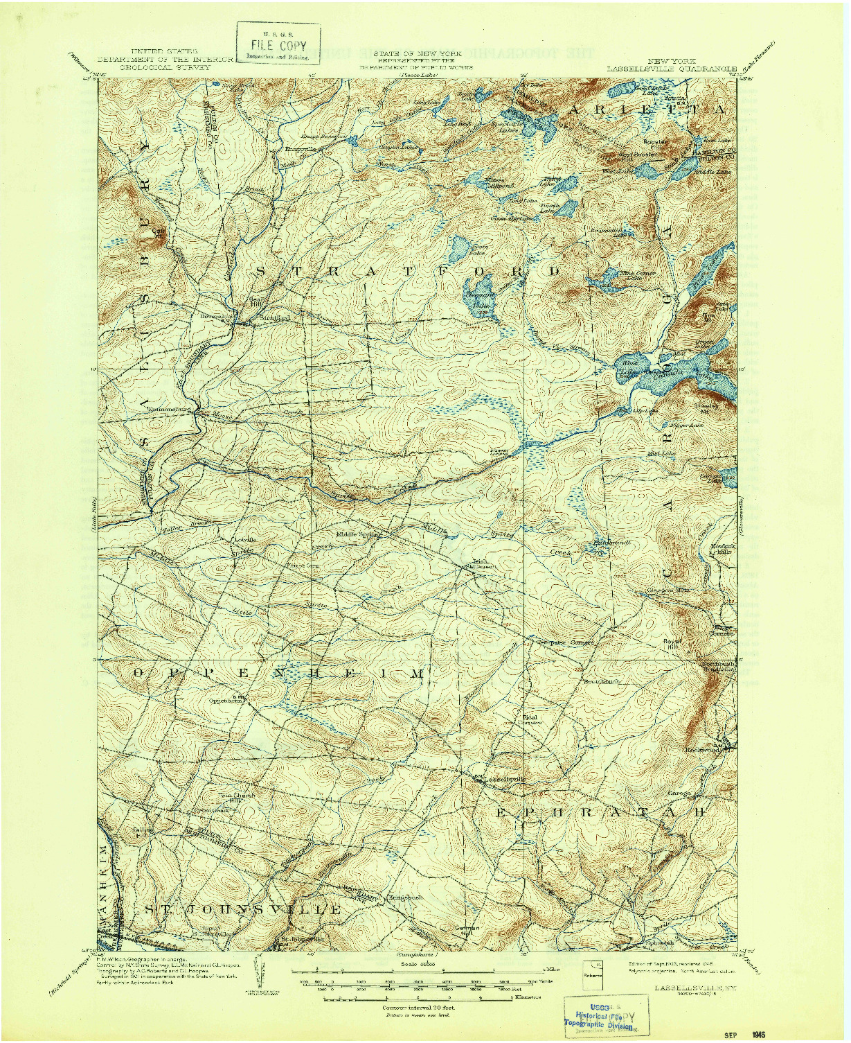 USGS 1:62500-SCALE QUADRANGLE FOR LASSELLSVILLE, NY 1945