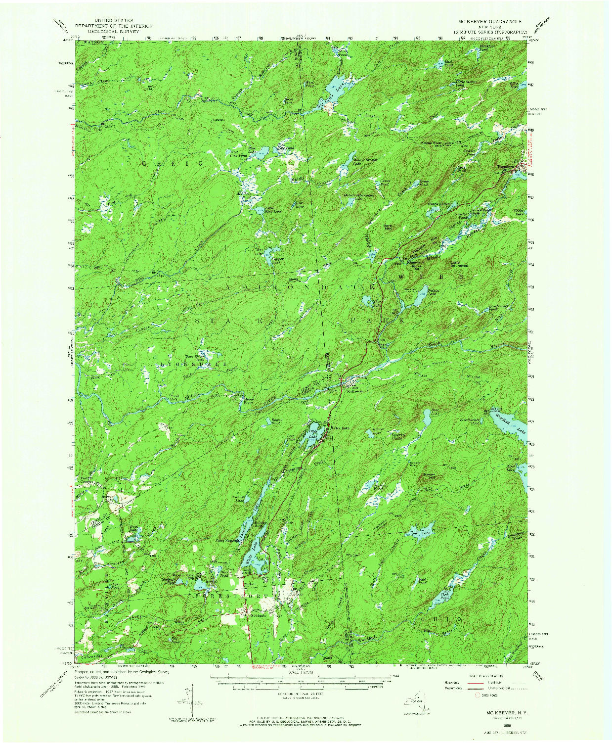 USGS 1:62500-SCALE QUADRANGLE FOR MC KEEVER, NY 1958