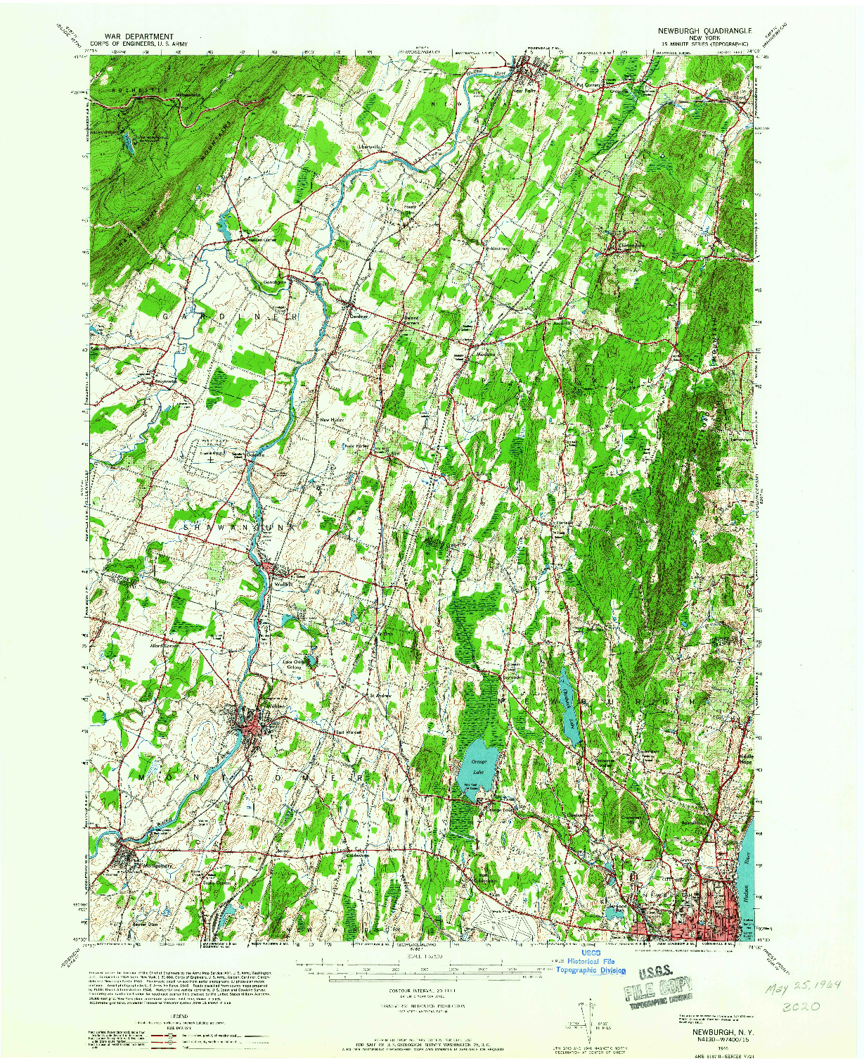 USGS 1:62500-SCALE QUADRANGLE FOR NEWBURGH, NY 1946