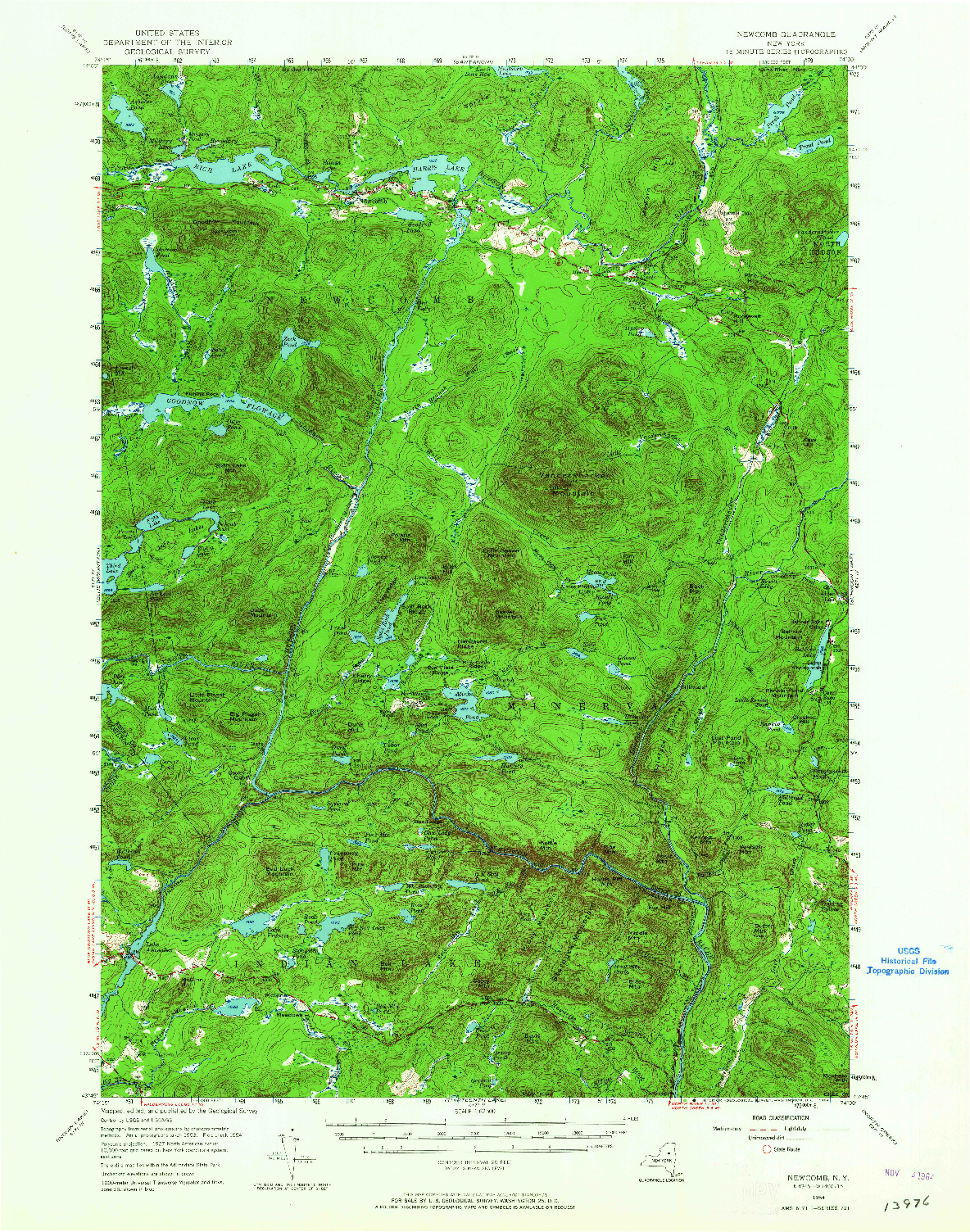 USGS 1:62500-SCALE QUADRANGLE FOR NEWCOMB, NY 1954