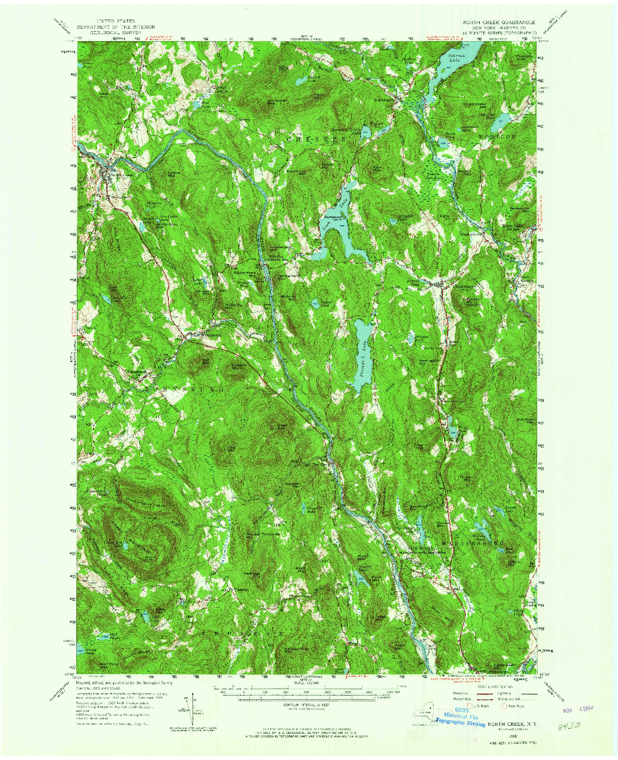 USGS 1:62500-SCALE QUADRANGLE FOR NORTH CREEK, NY 1958