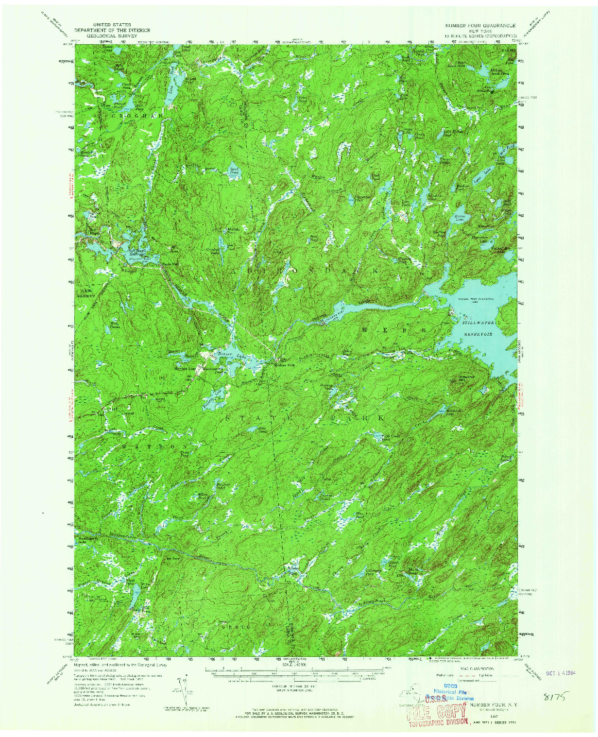 USGS 1:62500-SCALE QUADRANGLE FOR NUMBER FOUR, NY 1957