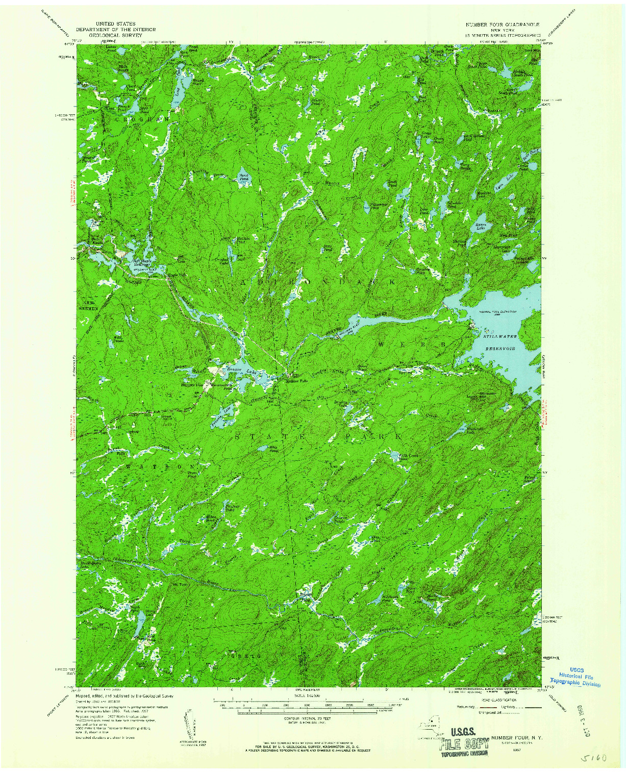 USGS 1:62500-SCALE QUADRANGLE FOR NUMBER FOUR, NY 1957