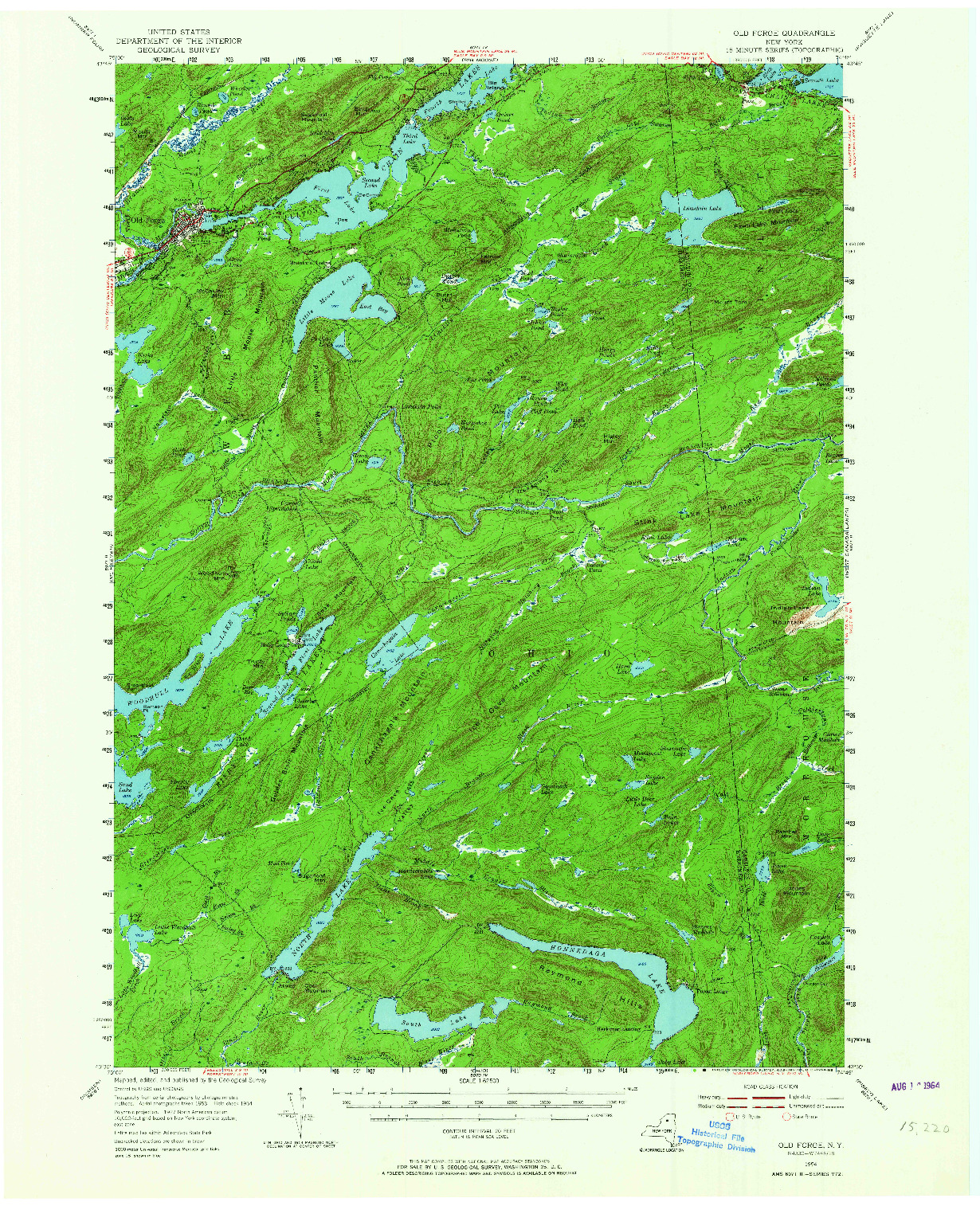 USGS 1:62500-SCALE QUADRANGLE FOR OLD FORGE, NY 1954