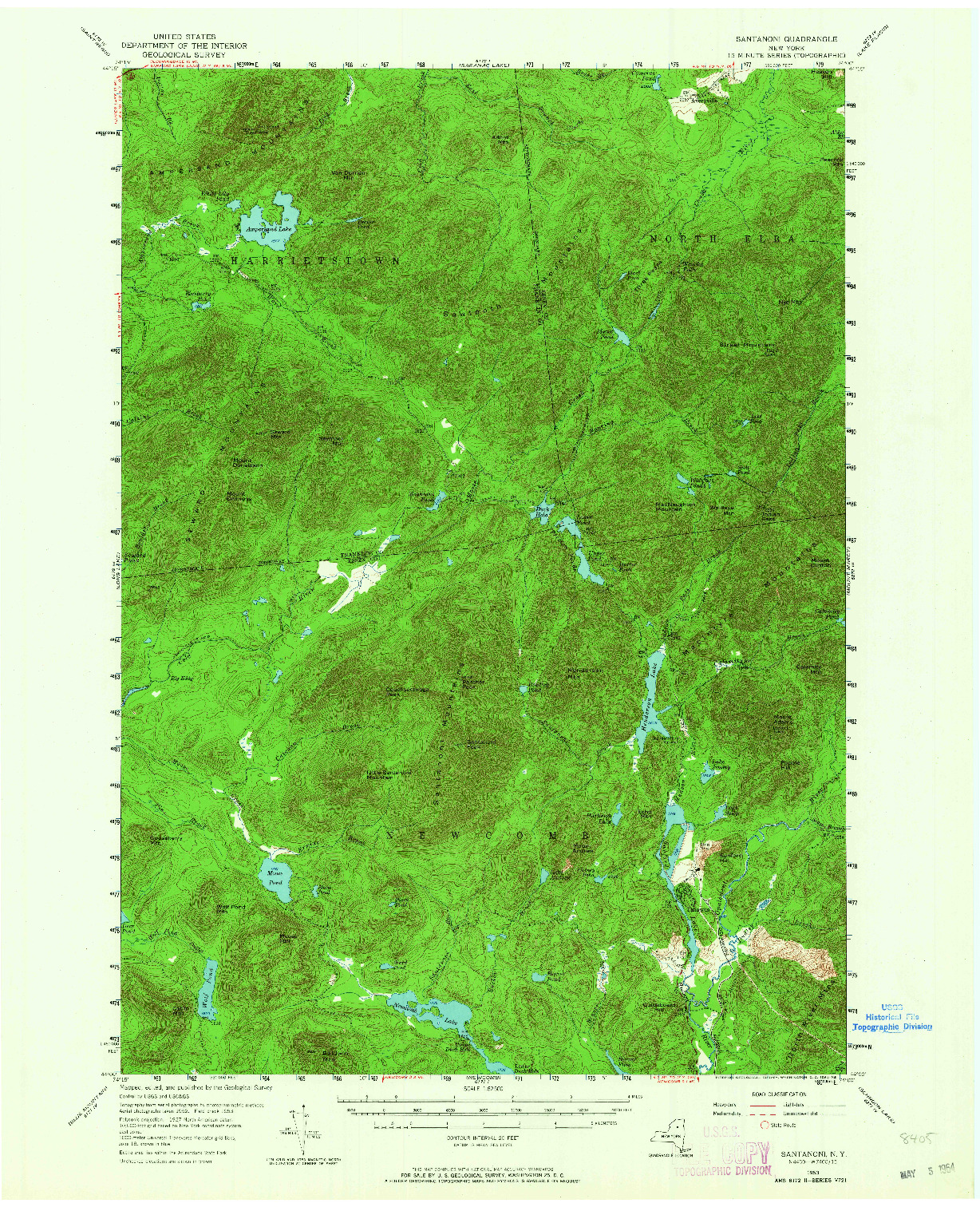 USGS 1:62500-SCALE QUADRANGLE FOR SANTANONI, NY 1953
